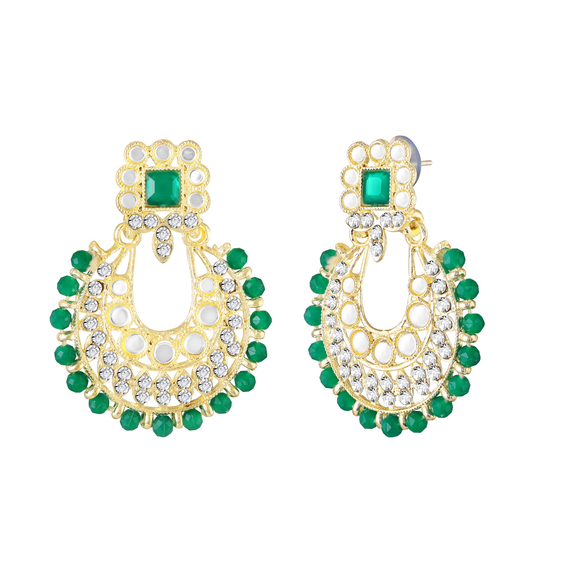 Wedding & Festive Wear Green Kundan Choker Jewellery Set with Earrings & Maang Tikka