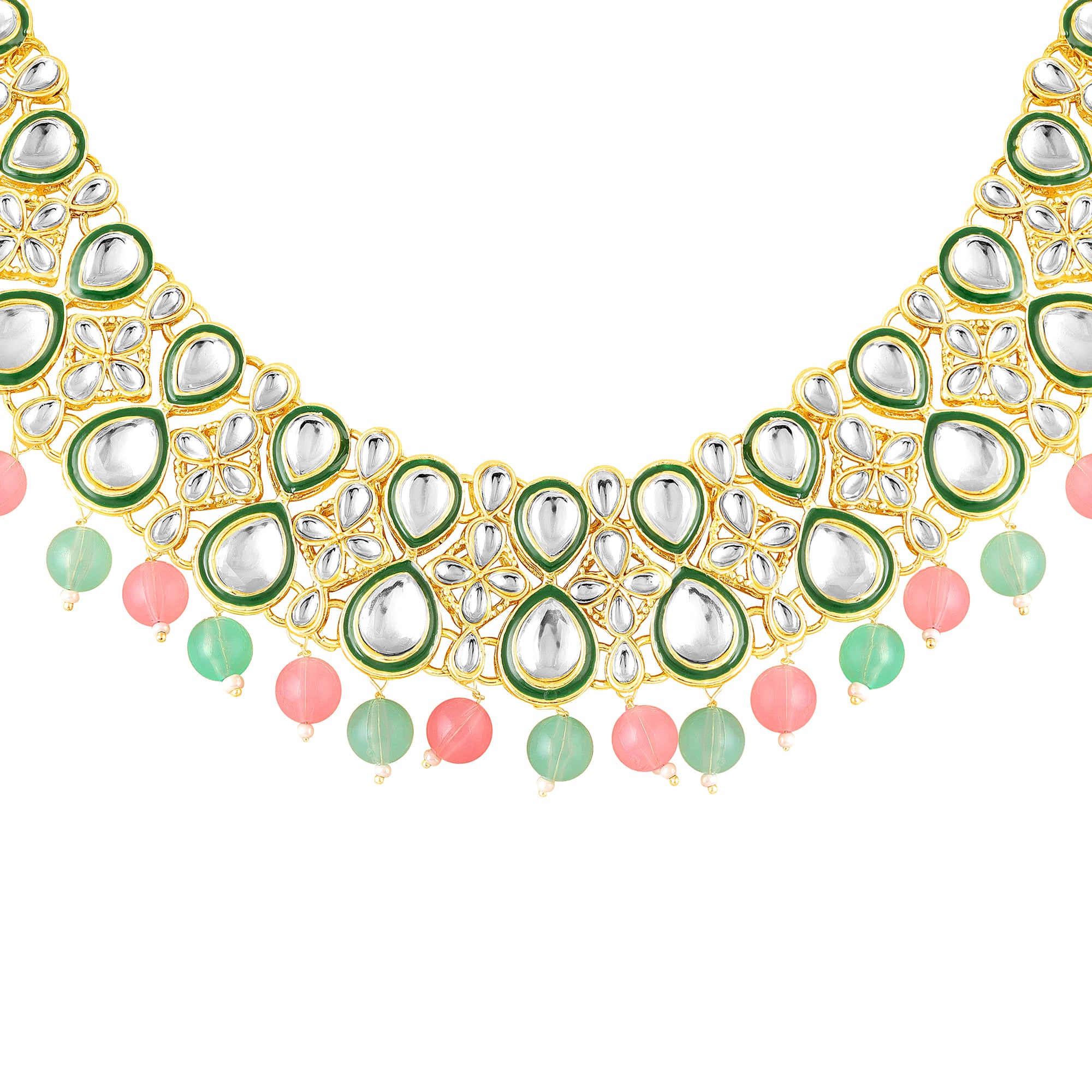 Wedding & Festive Wear Multicolor Kundan Choker Jewellery Set with Earrings & Maang Tikka