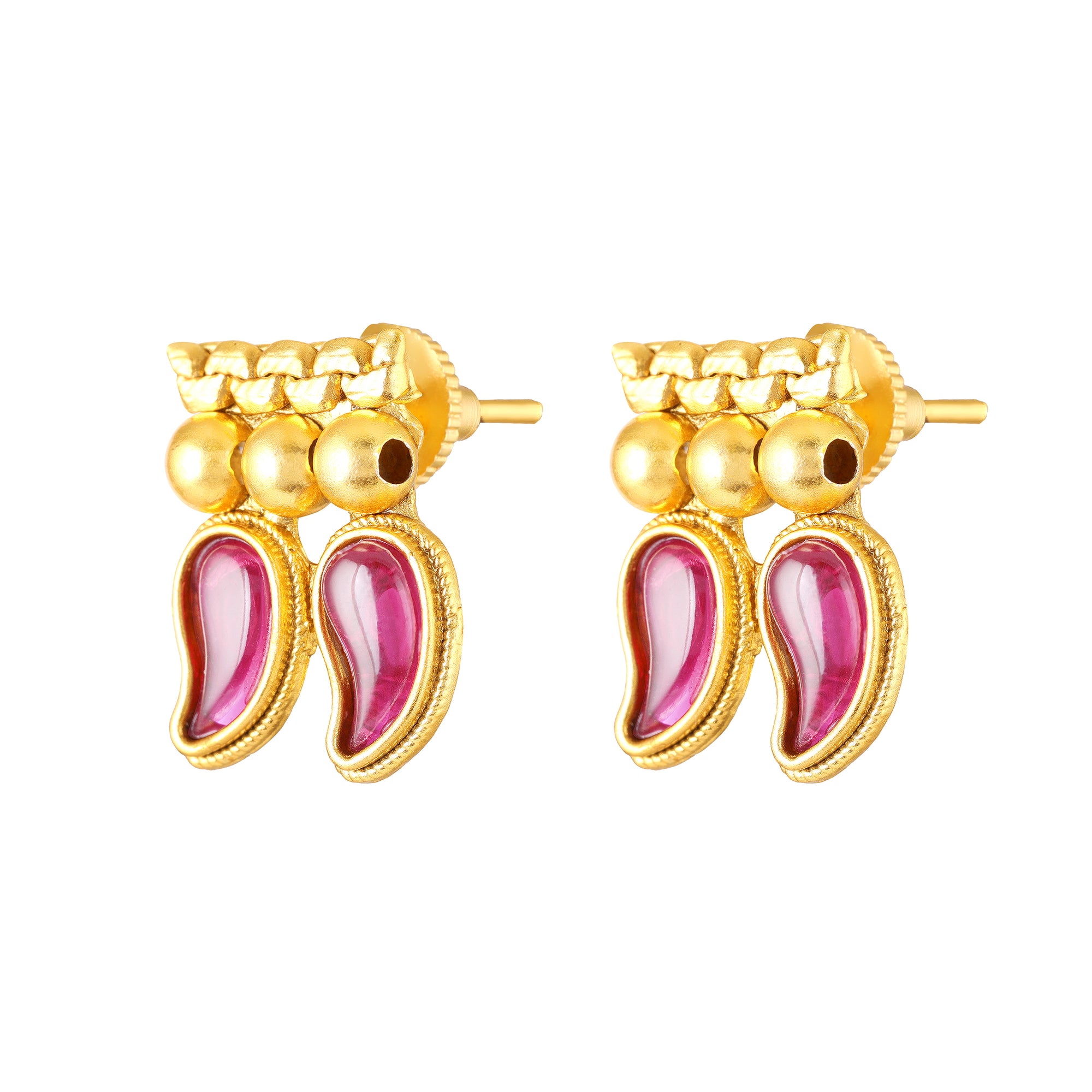 Traditional South Indian Mango Mala Necklace Set with matching earrings