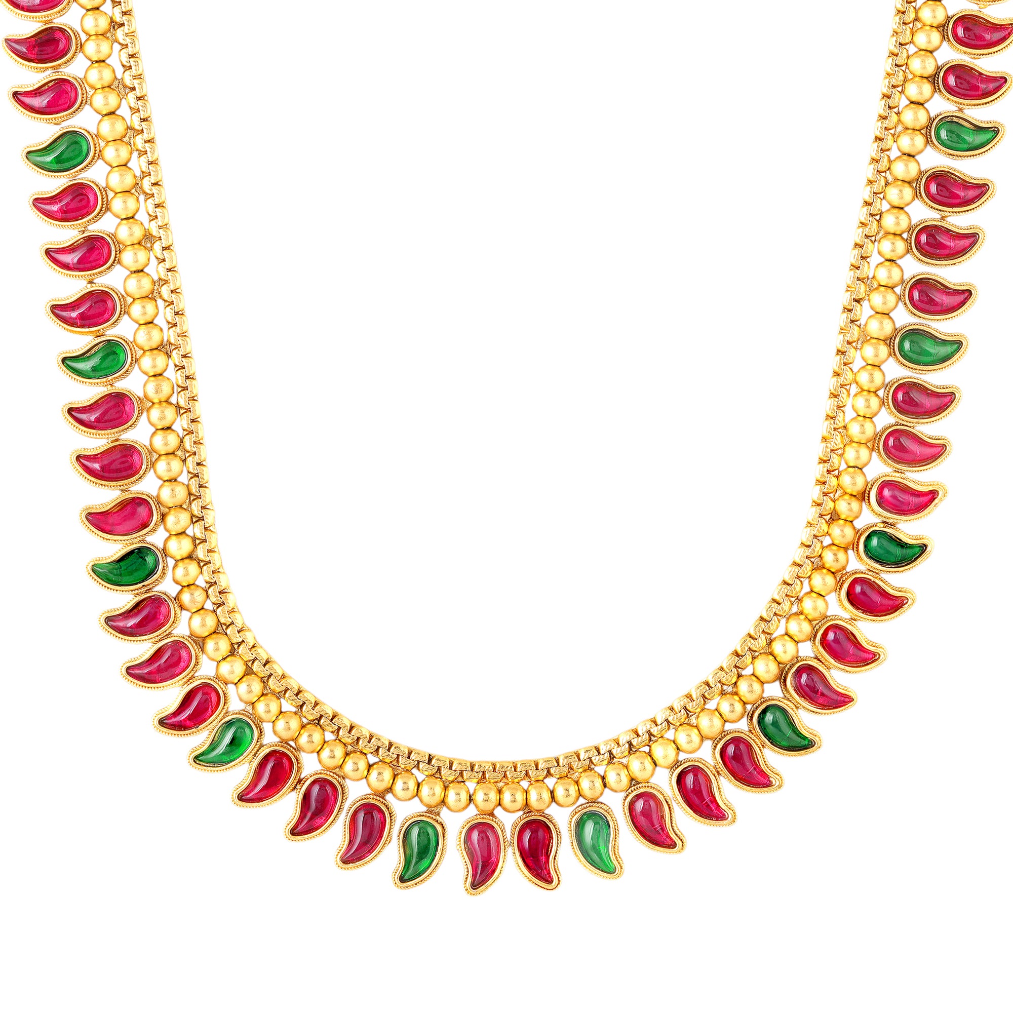 Traditional South Indian Mango Mala Necklace Set with matching earrings