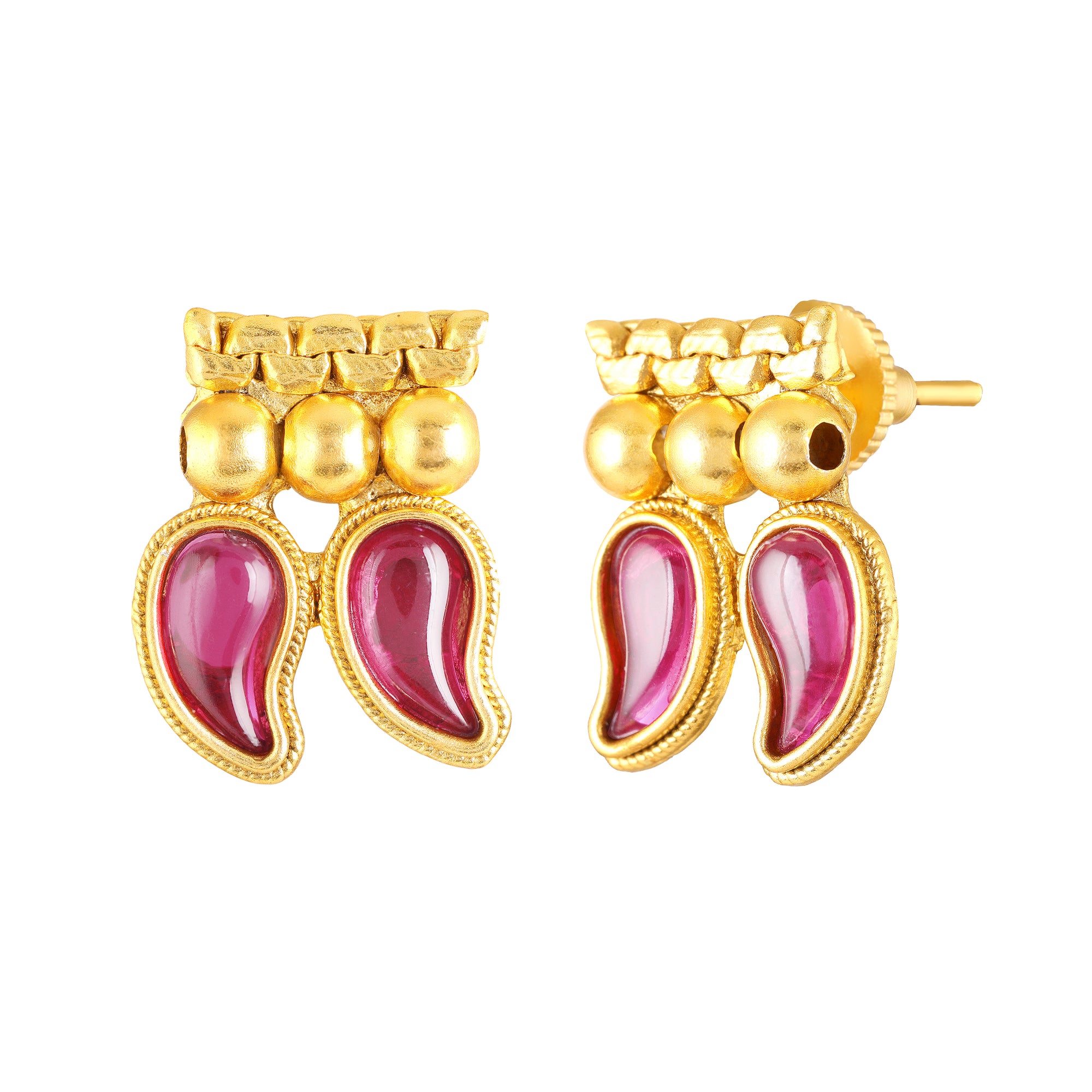 Traditional South Indian Mango Mala Necklace Set with matching earrings