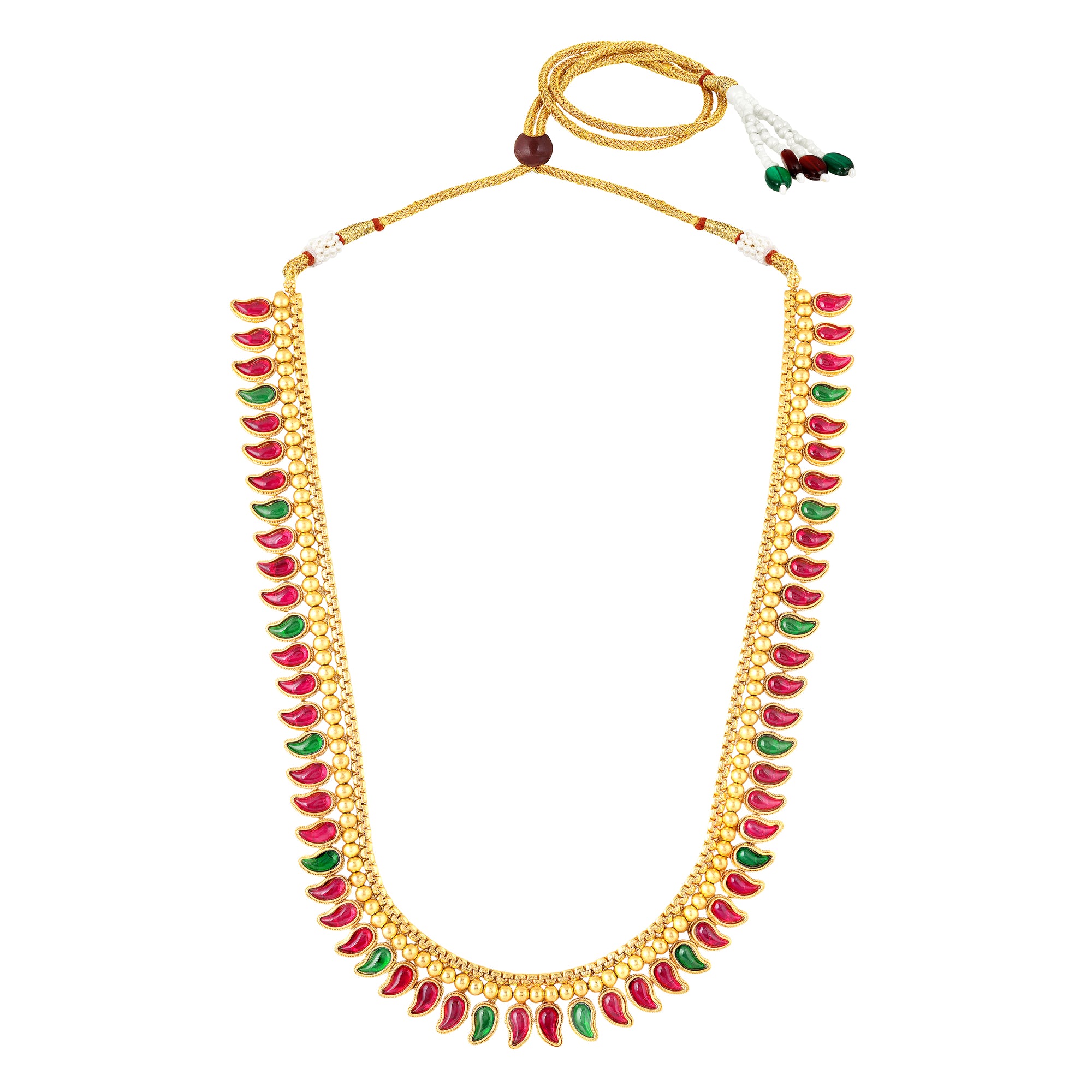 Traditional South Indian Mango Mala Necklace Set with matching earrings