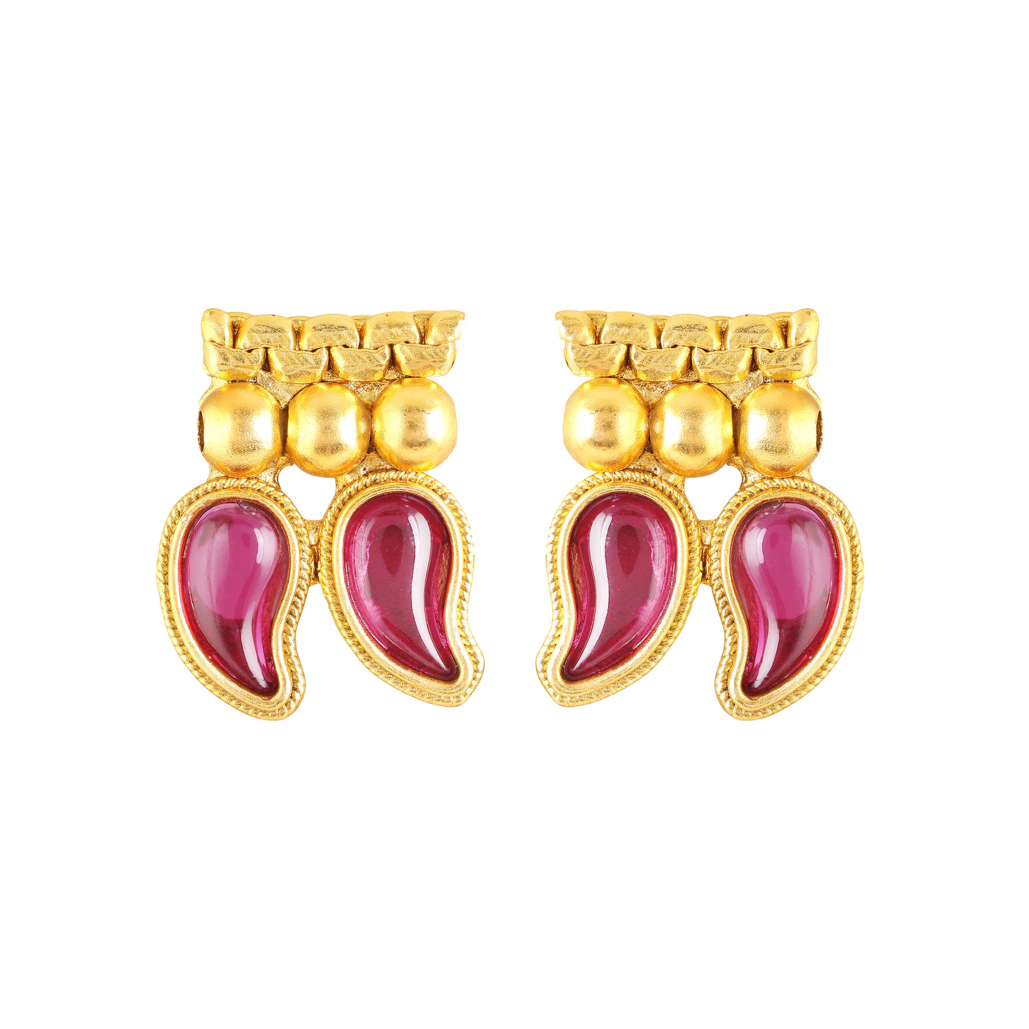 Traditional South Indian Mango Mala Necklace Set with matching earrings