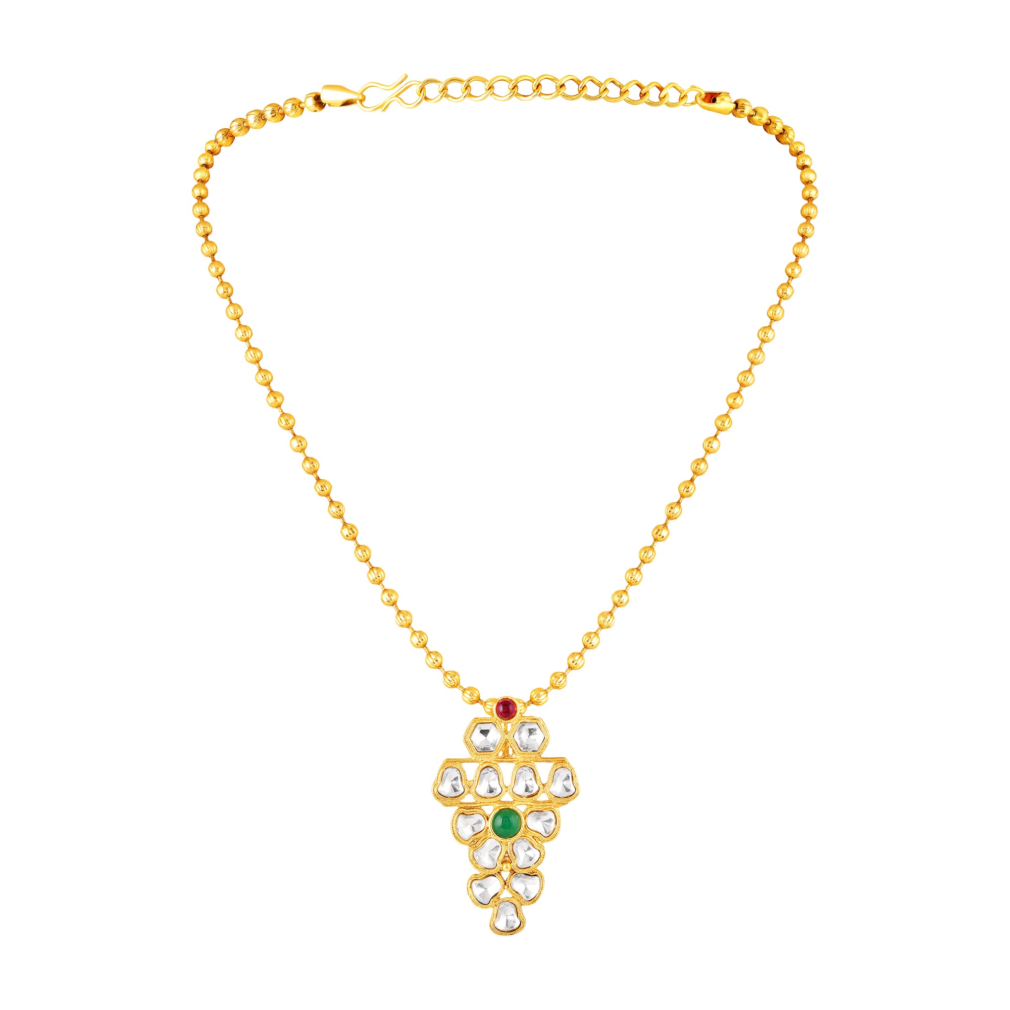Traditional gold-plated kundan necklace set with earrings