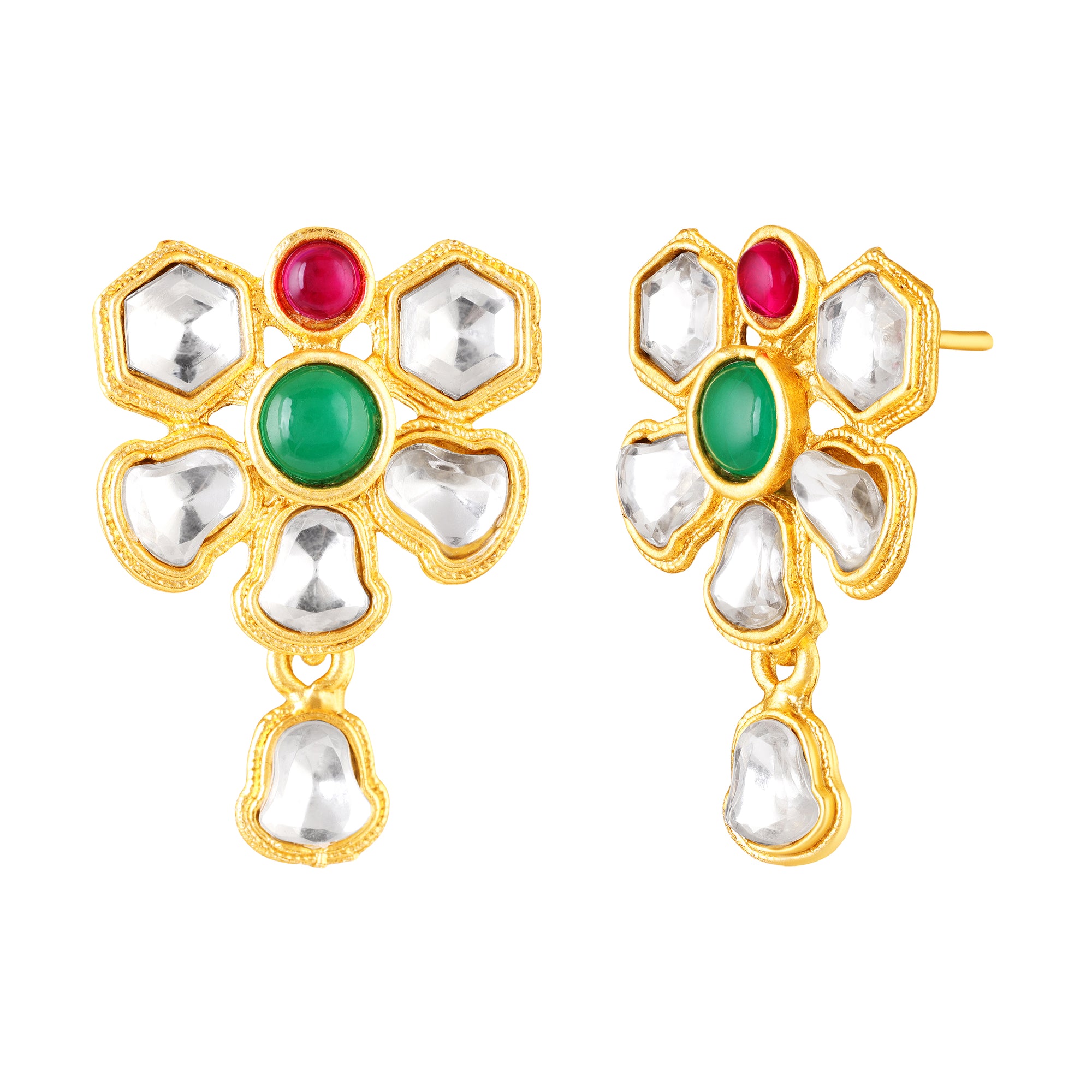 Traditional gold-plated kundan necklace set with earrings