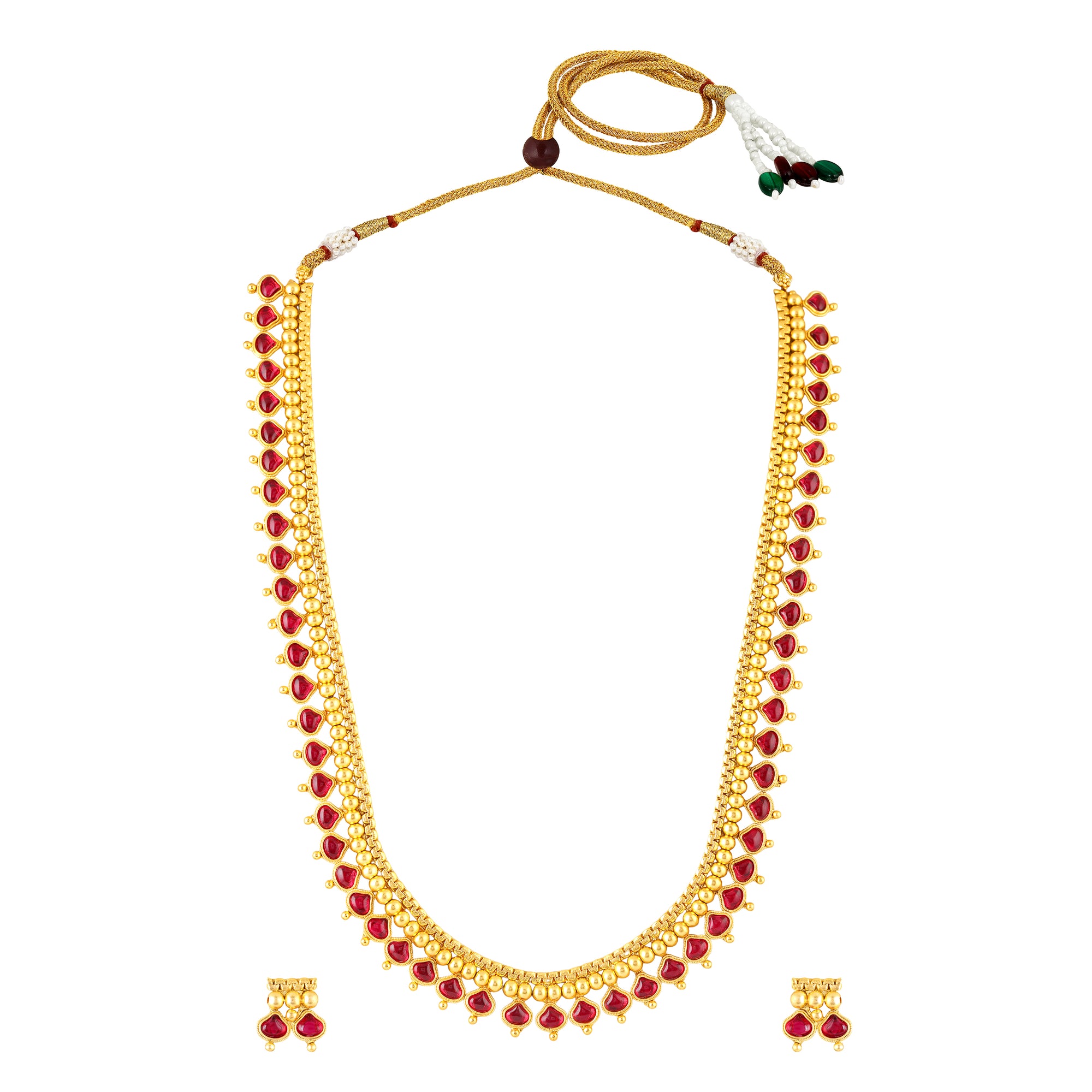 Traditional gold-plated kundan necklace set with earrings