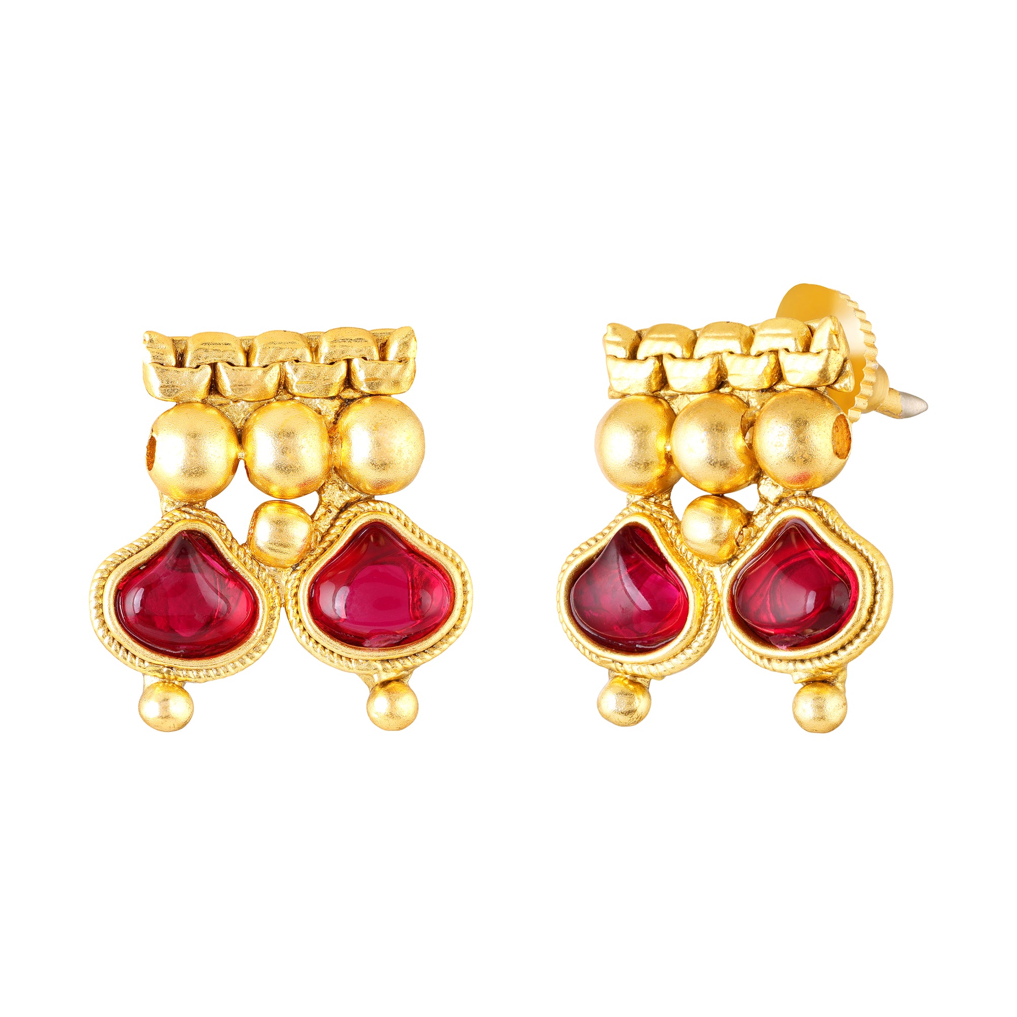 Traditional gold-plated kundan necklace set with earrings