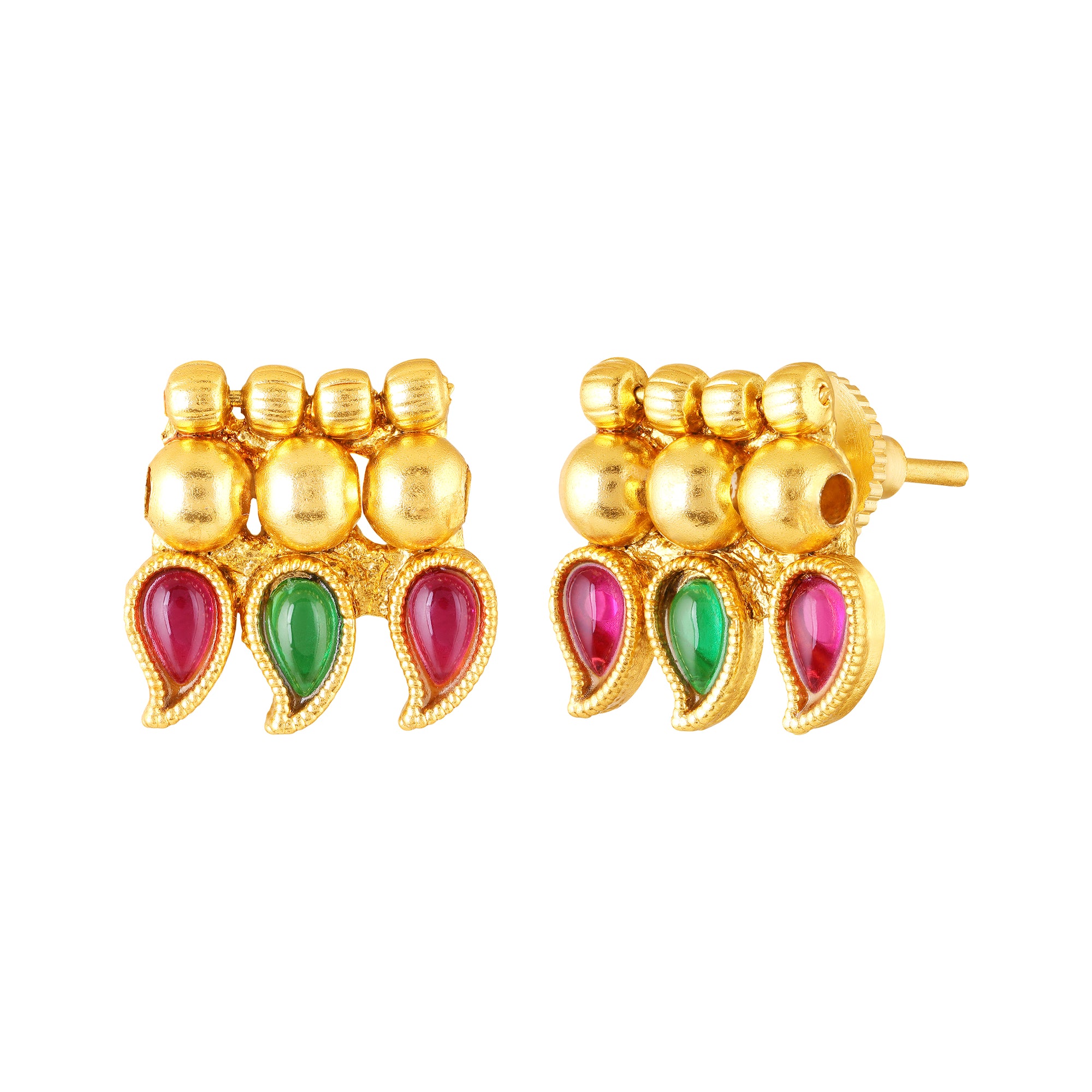 Traditional gold-plated kundan necklace set with earrings