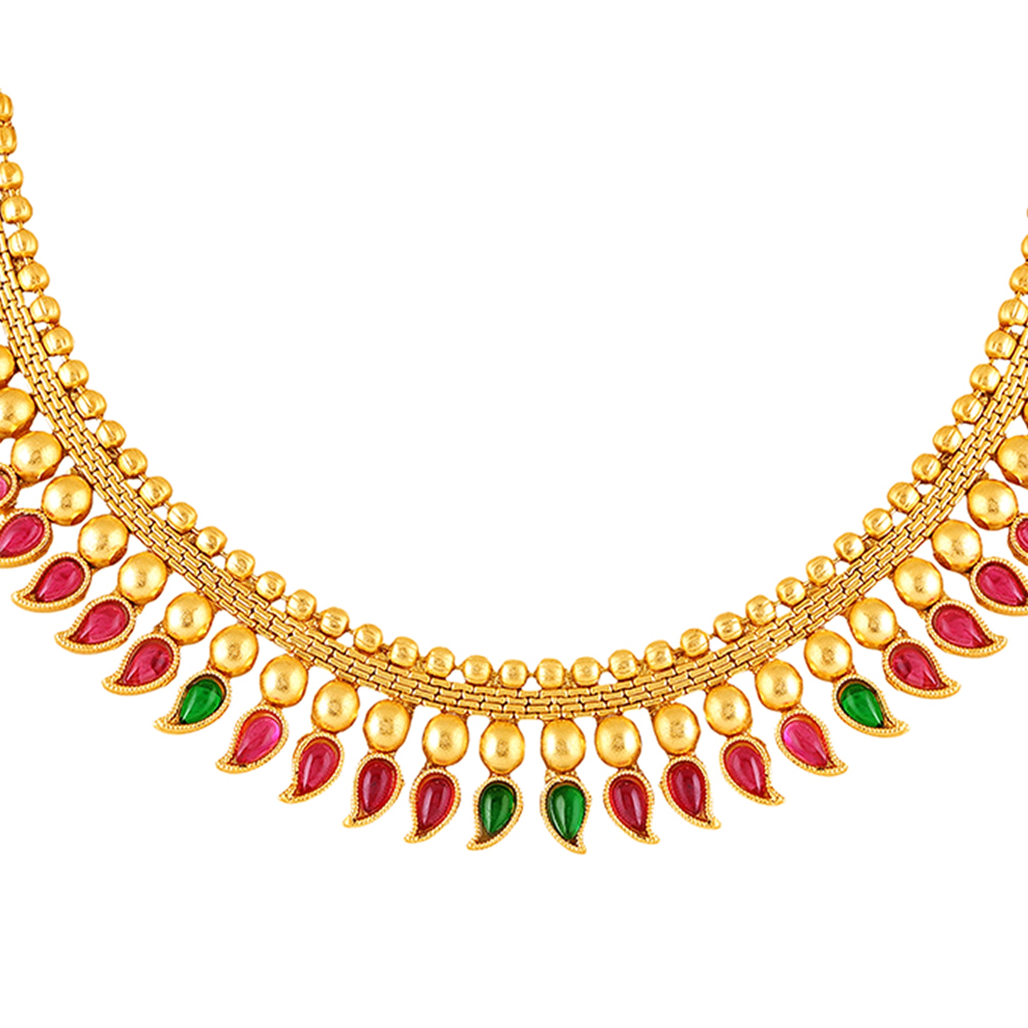 Traditional gold-plated kundan necklace set with earrings