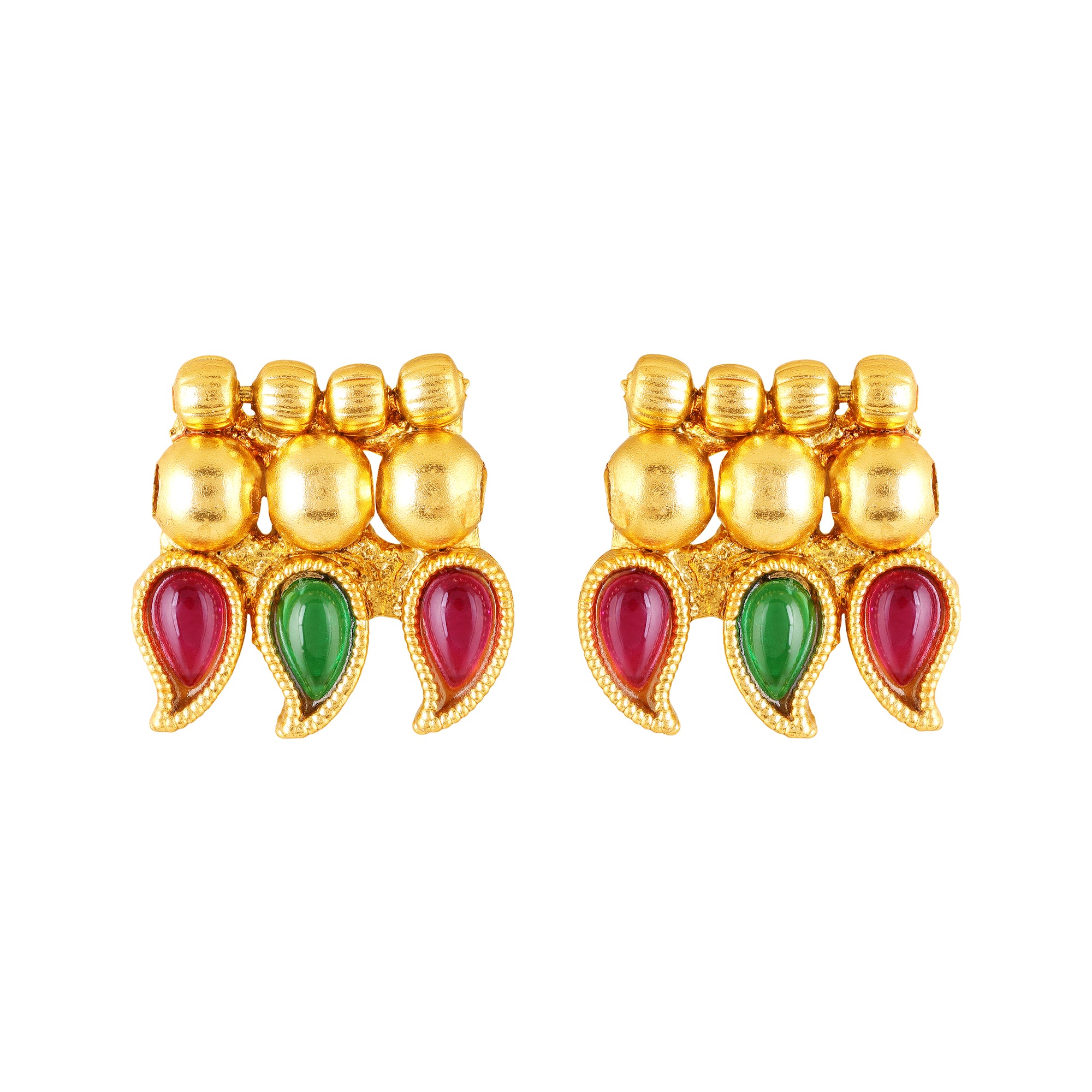 Traditional gold-plated kundan necklace set with earrings