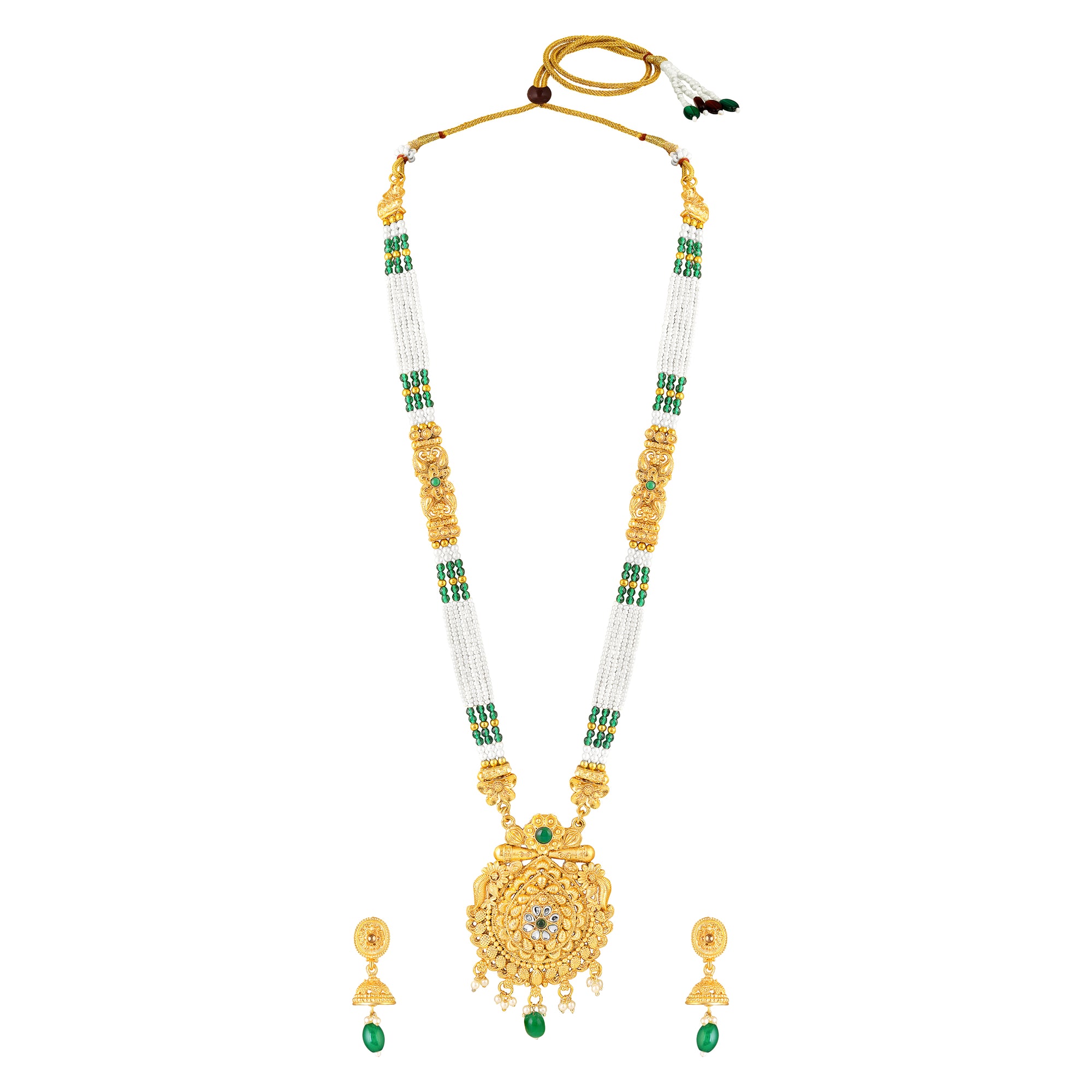 Temple Jewellery Long Haram Necklace Set