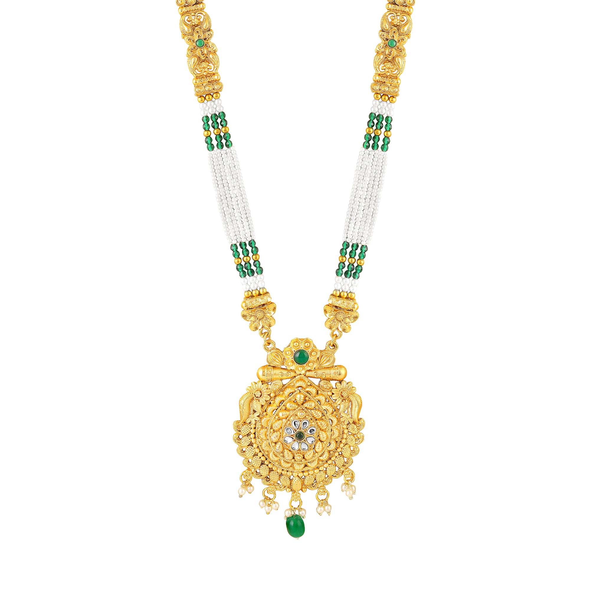 Temple Jewellery Long Haram Necklace Set