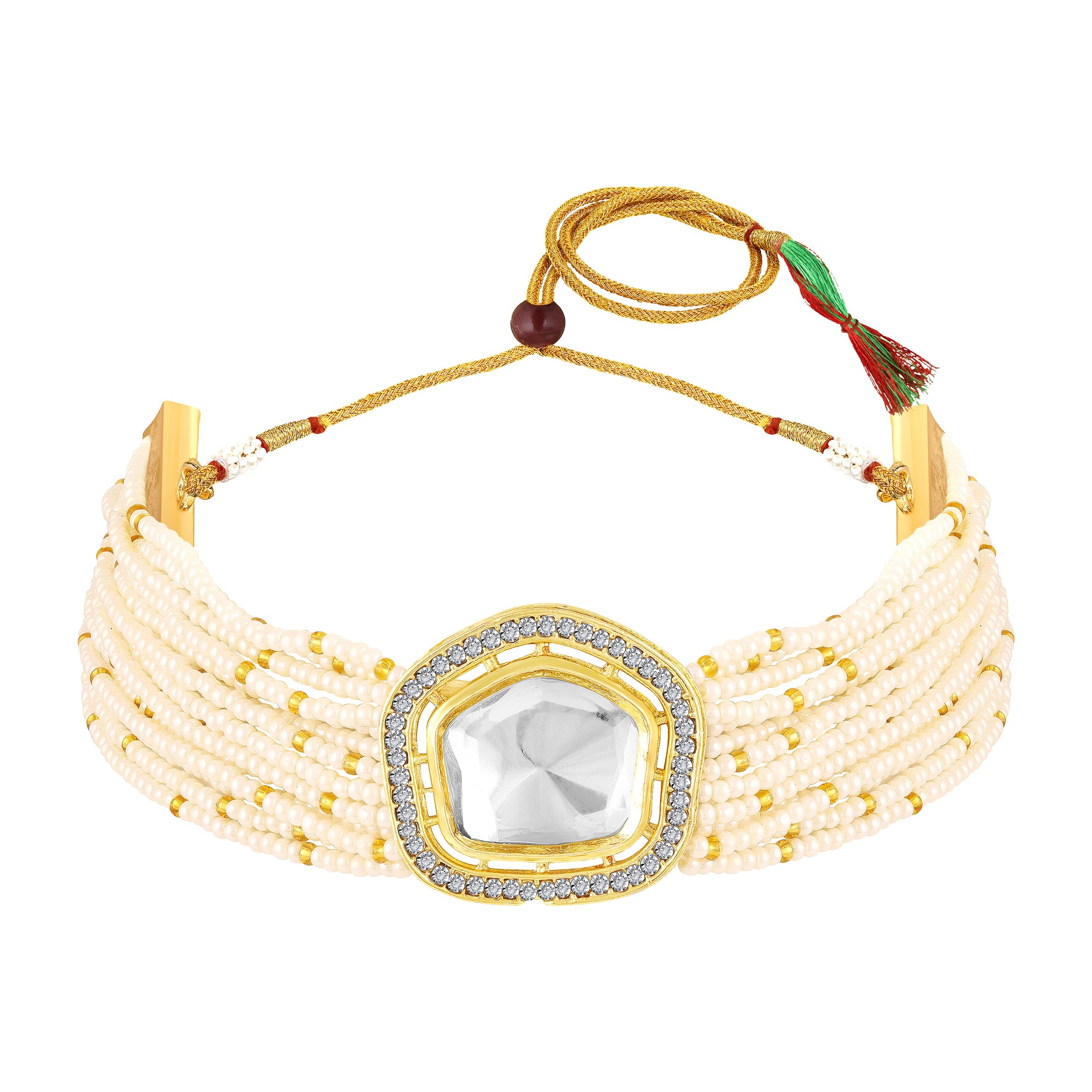 Traditional Kundan & Beaded Multicolor Pendant Necklace Set