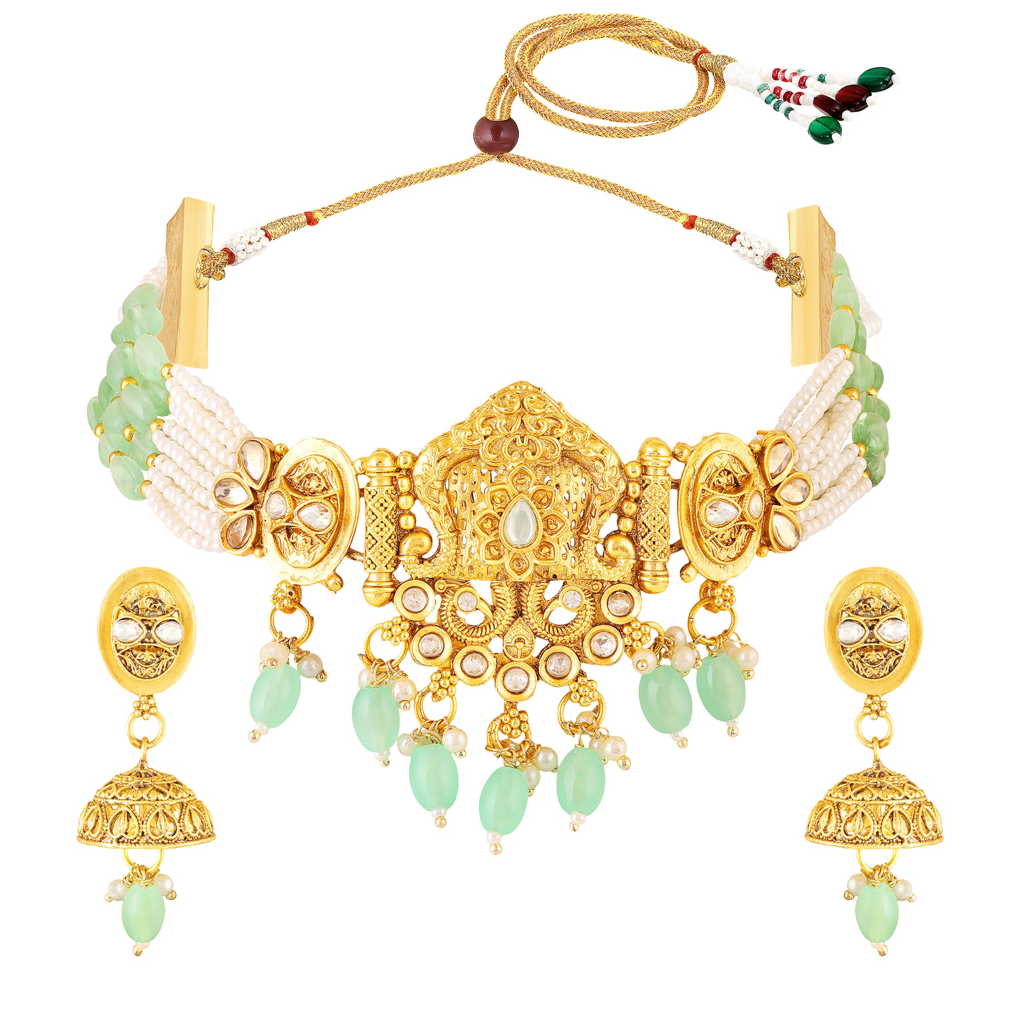 Traditional Choker Necklace Set with Earrings