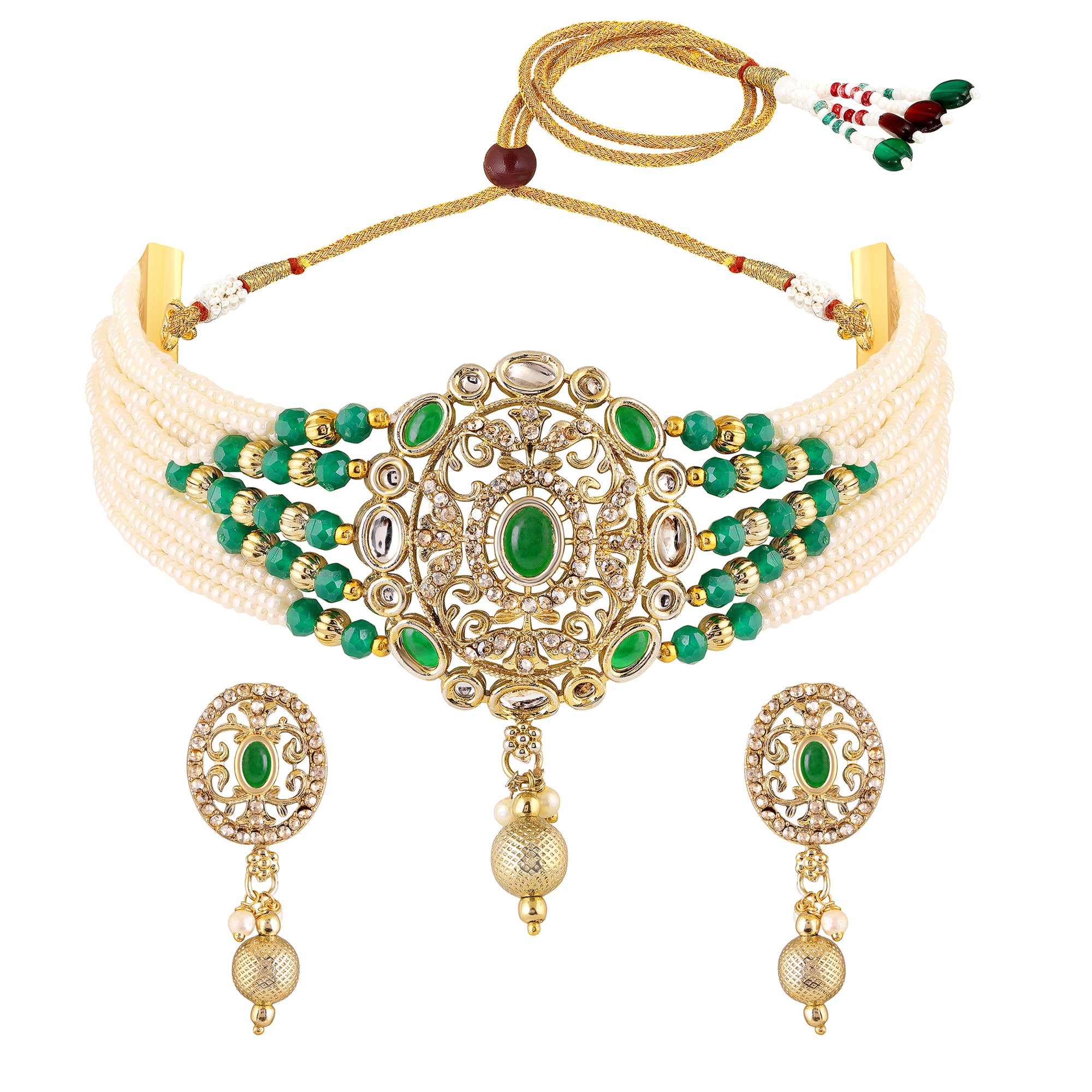 Traditional Kundan Multilayer Choker Necklace Set
