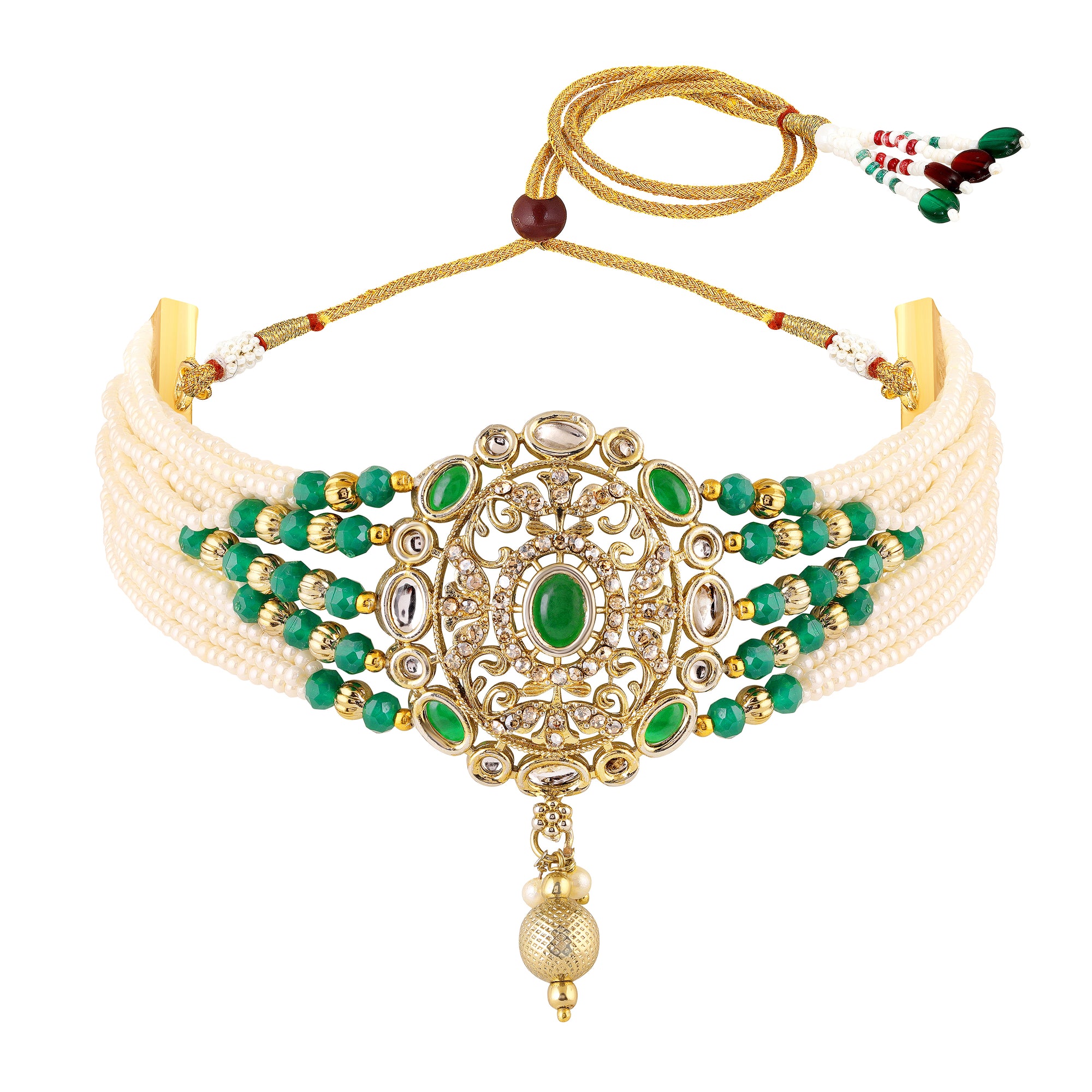 Traditional Kundan Multilayer Choker Necklace Set