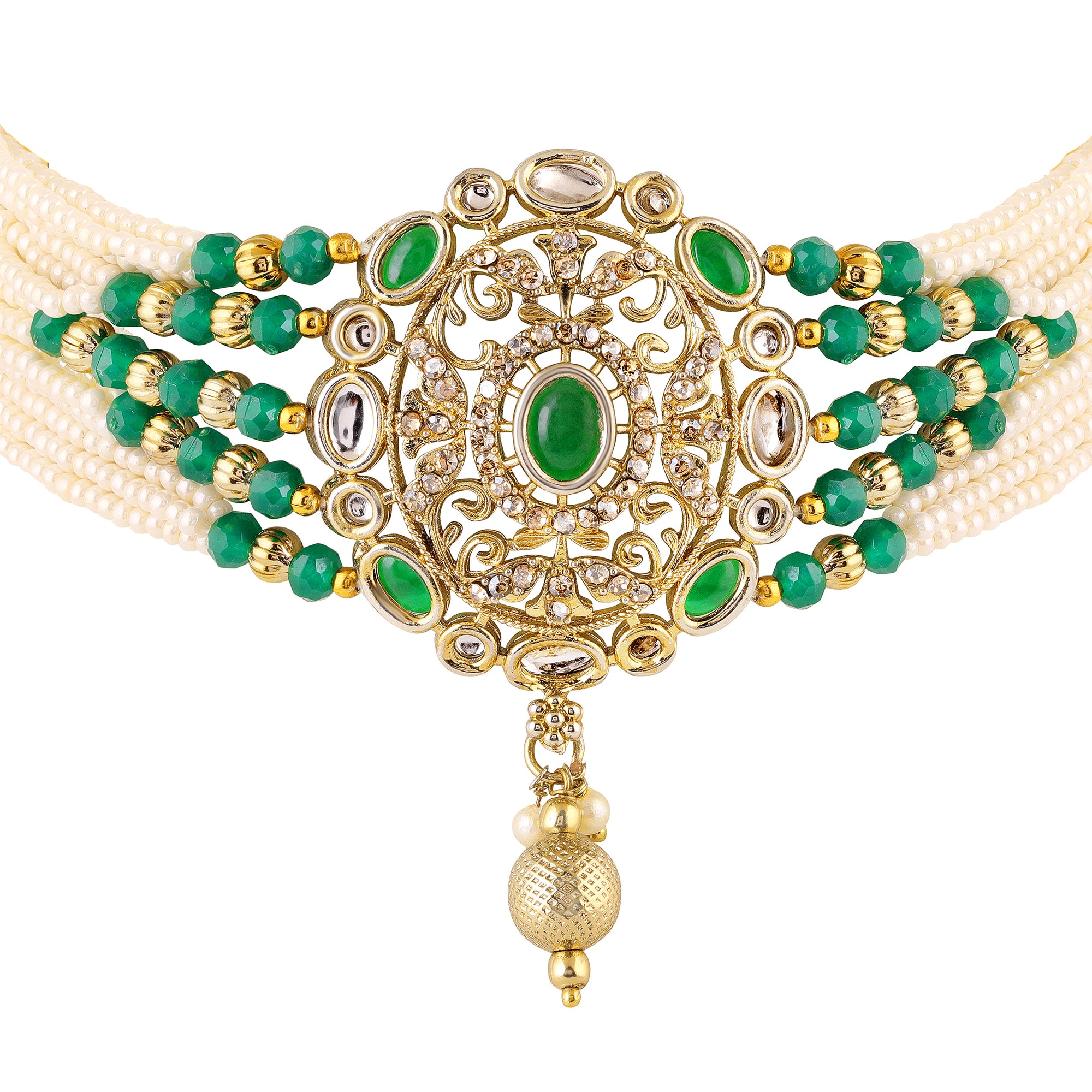 Traditional Kundan Multilayer Choker Necklace Set