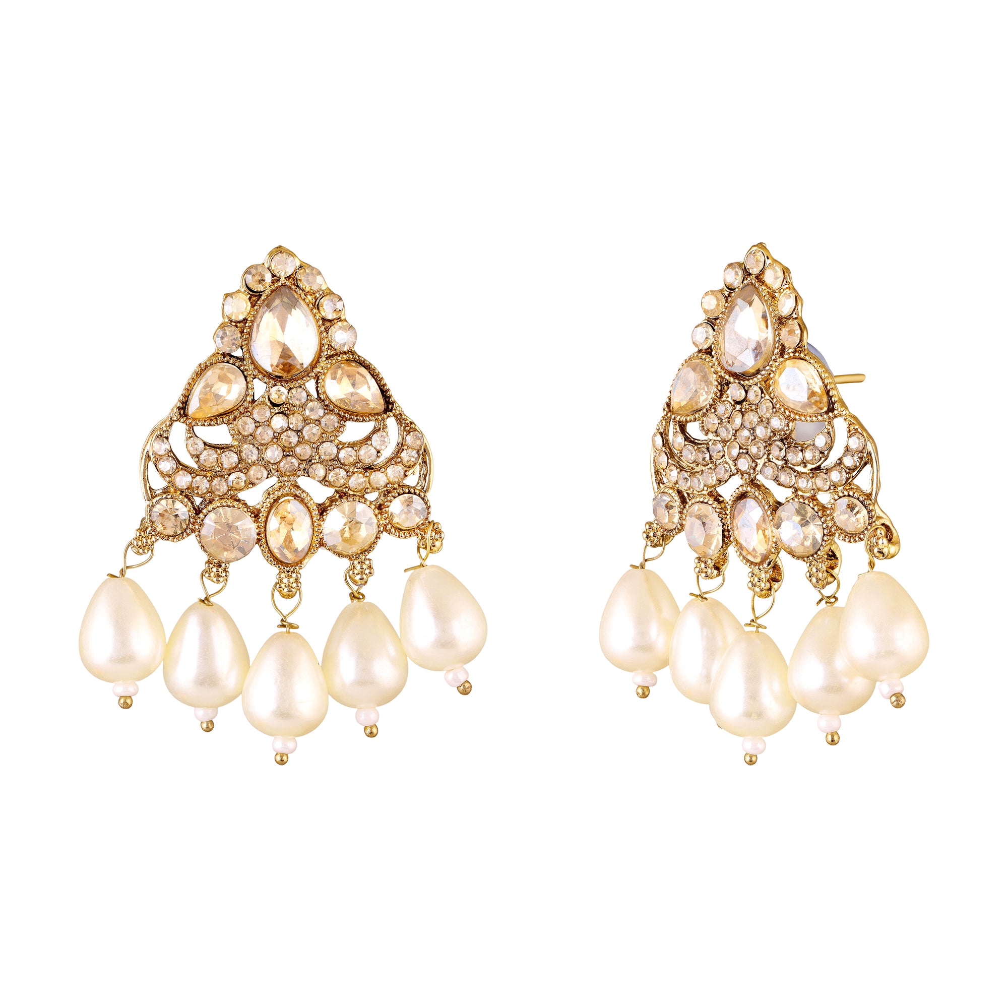 Traditional Kundan Layered Necklace with Matching Earrings