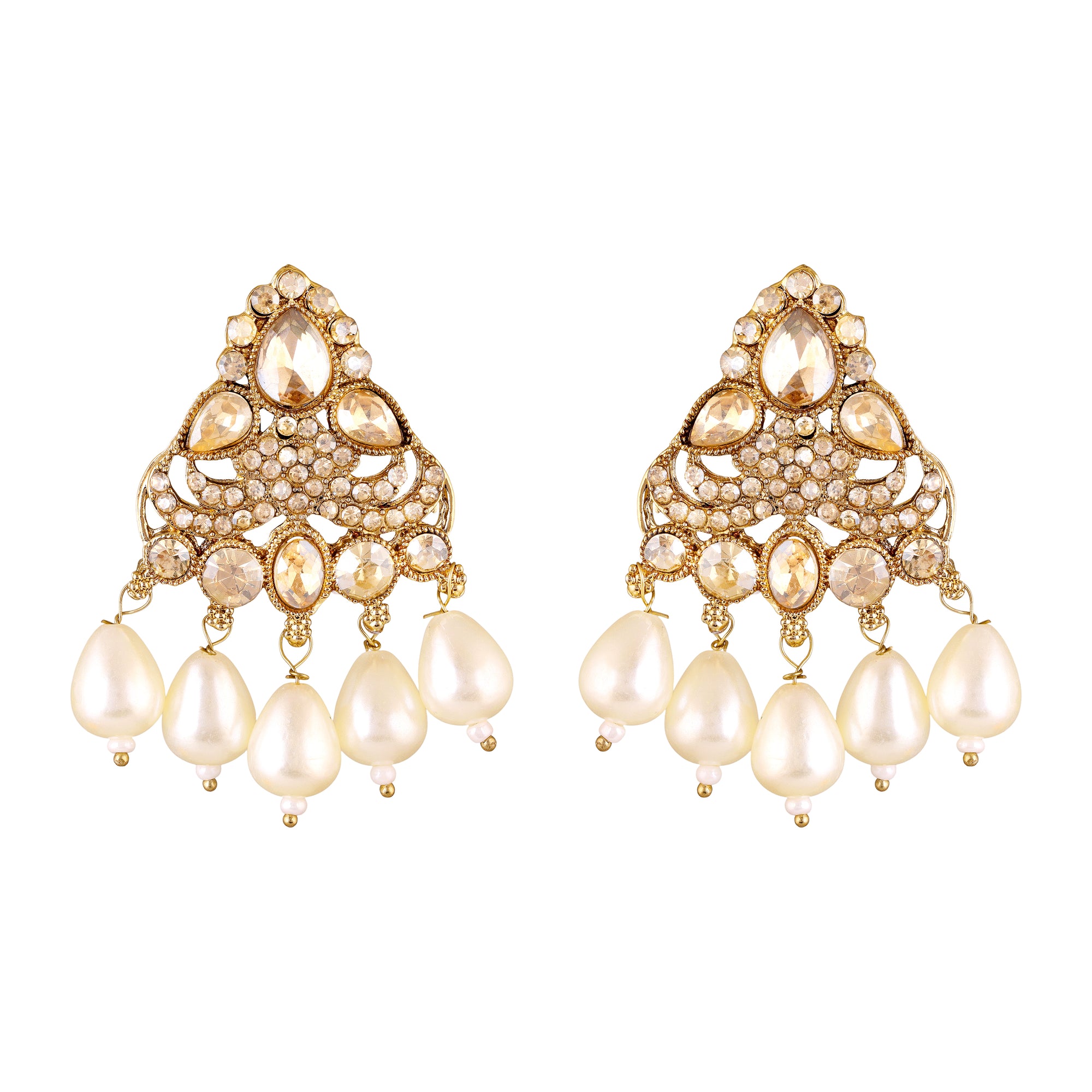 Traditional Kundan Layered Necklace with Matching Earrings