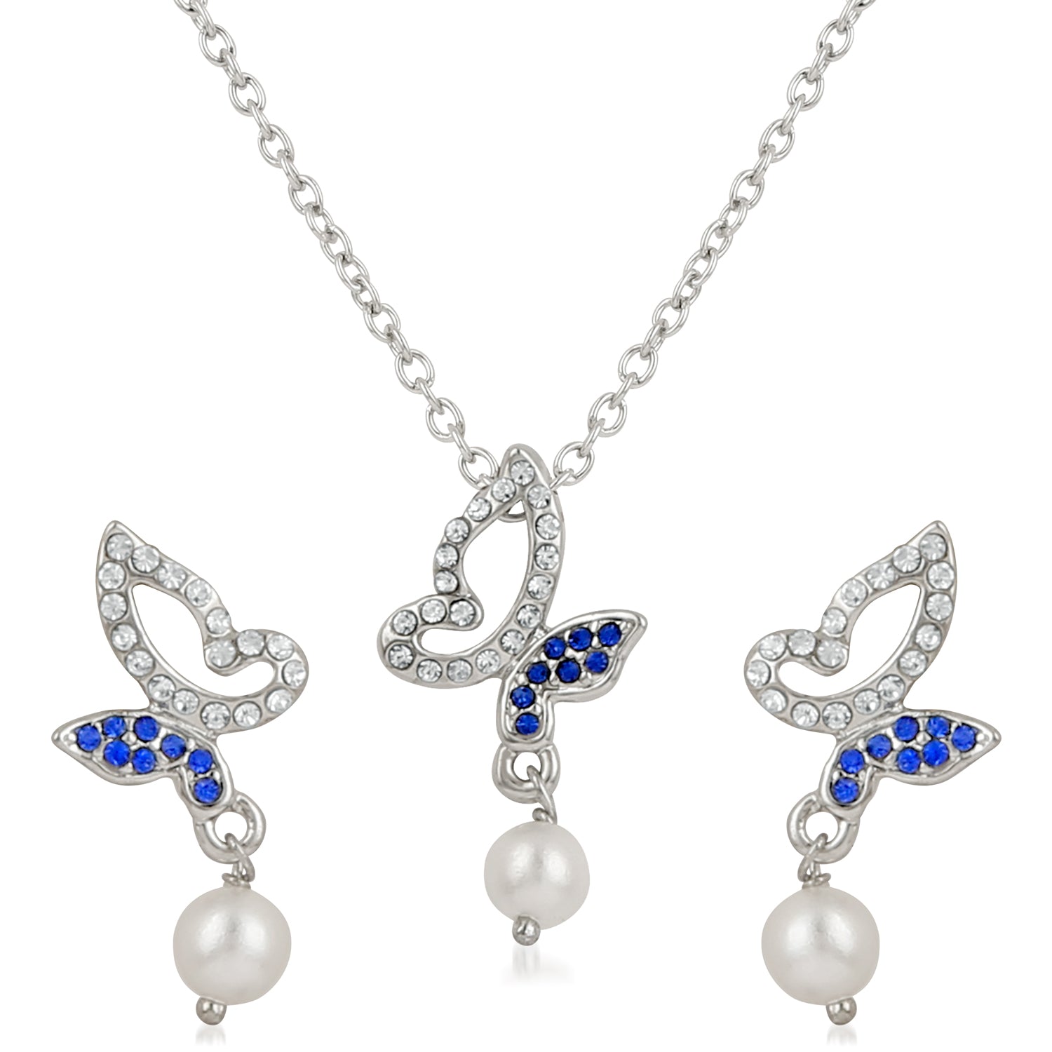 Crystal Butterfly Pendant set