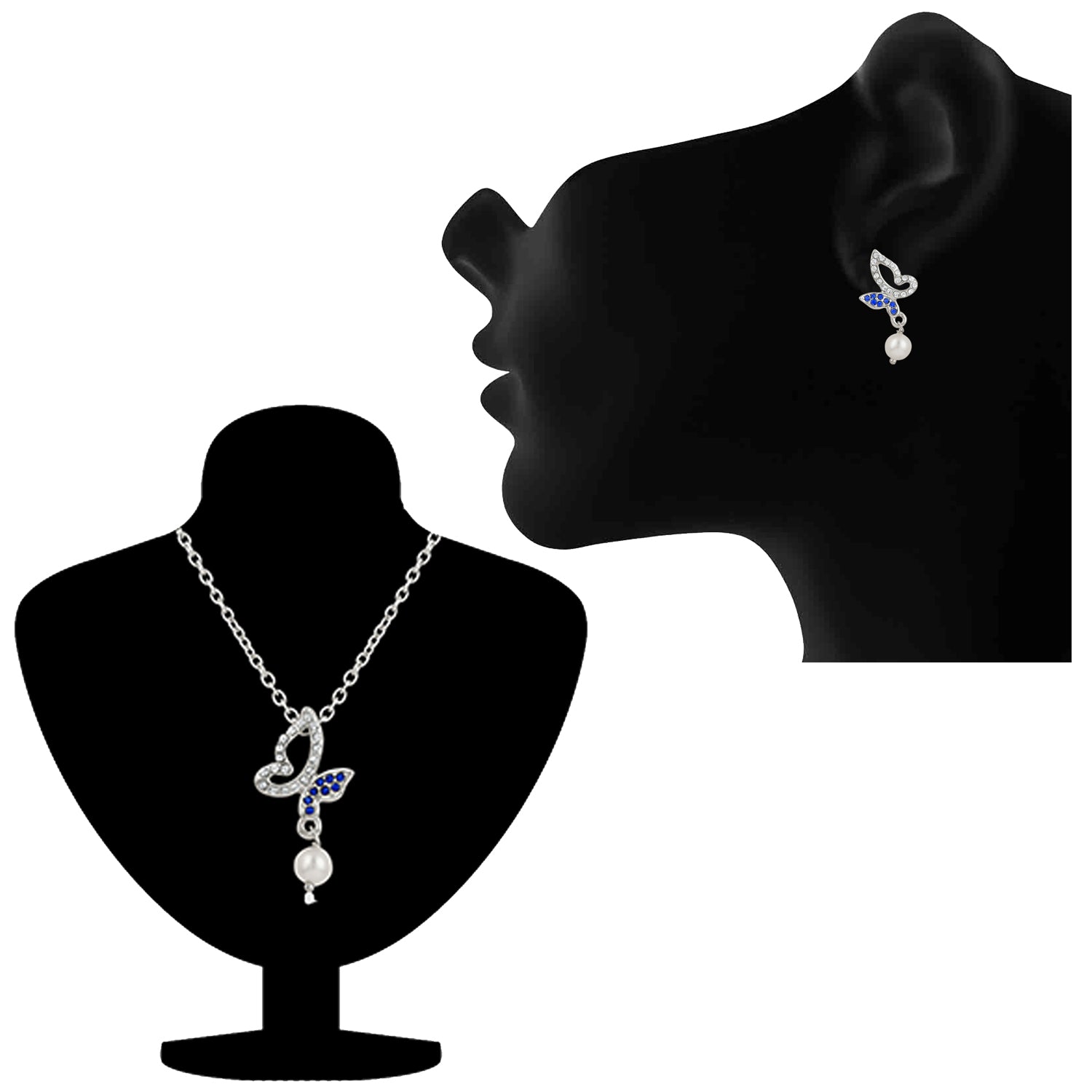 Crystal Butterfly Pendant set