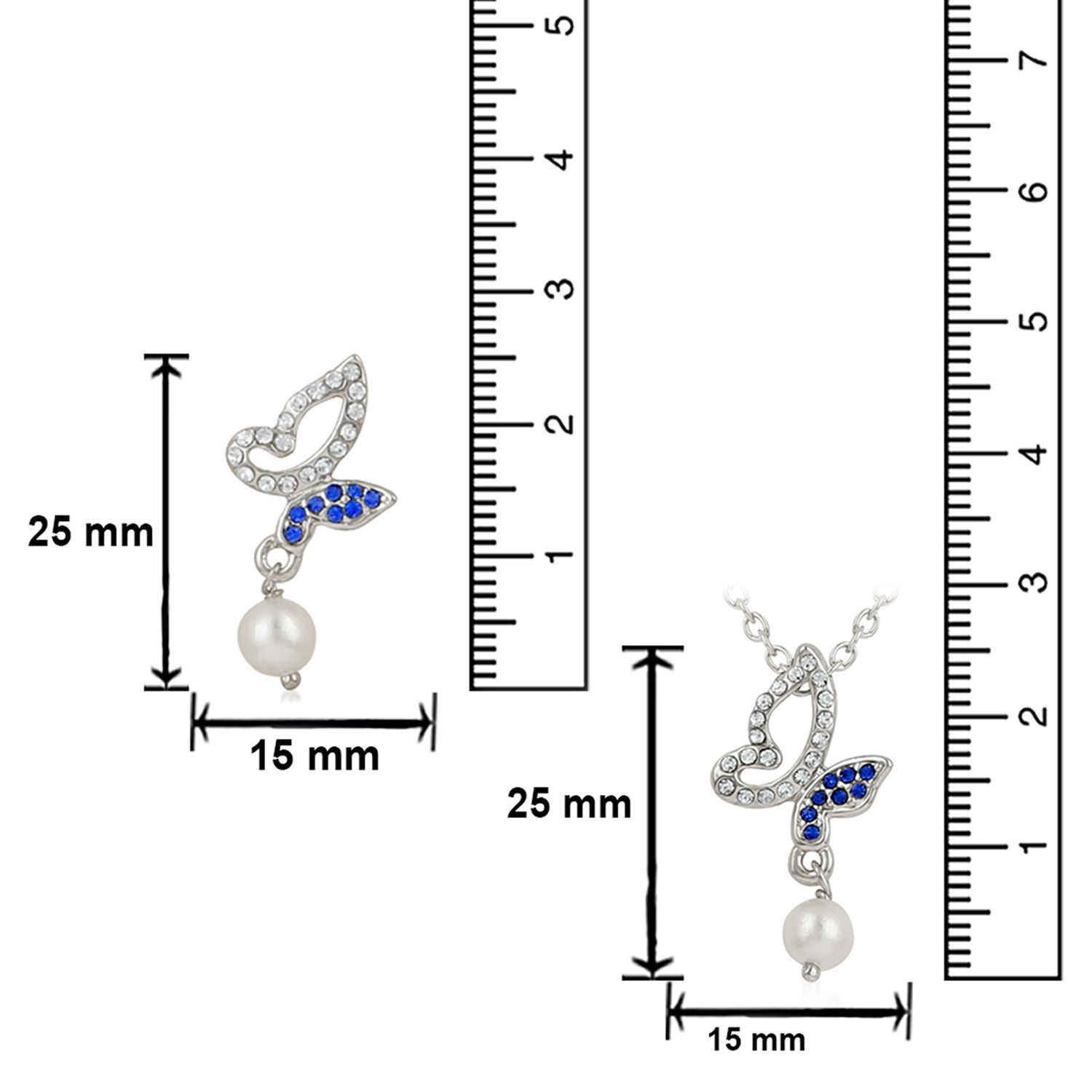 Crystal Butterfly Pendant set