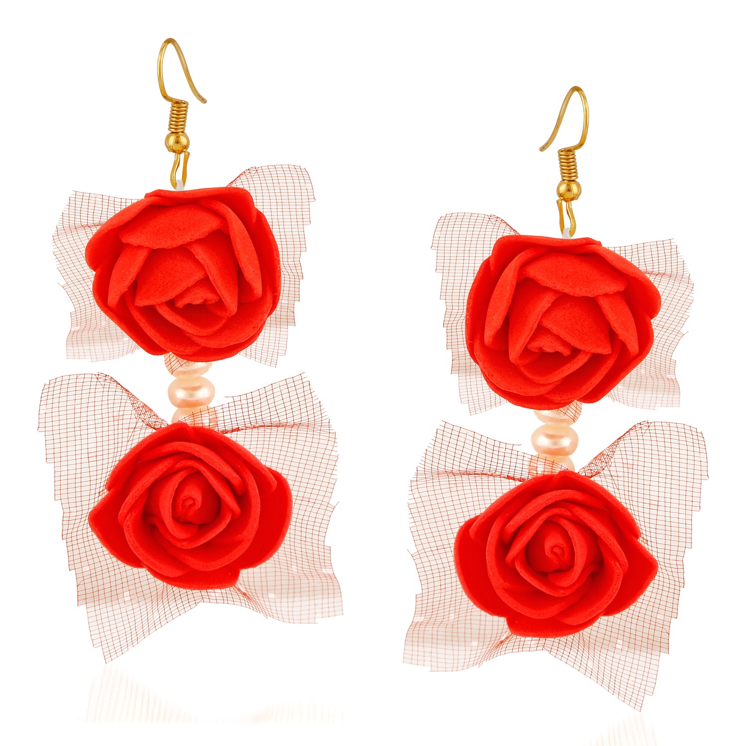 Exquisite Gotta Patti Red Floral inspired Necklace set