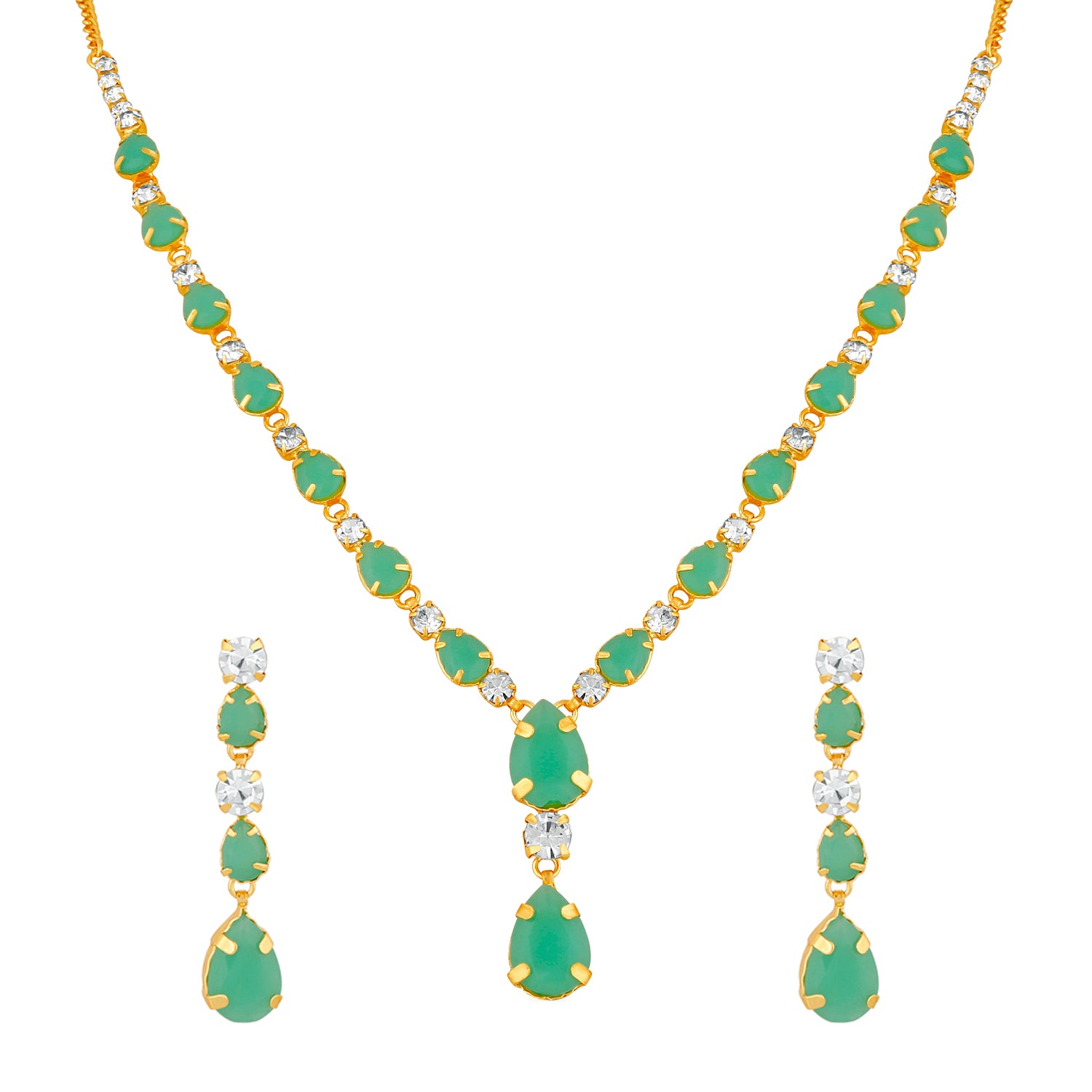 Gleaming Green Crystal Necklace set