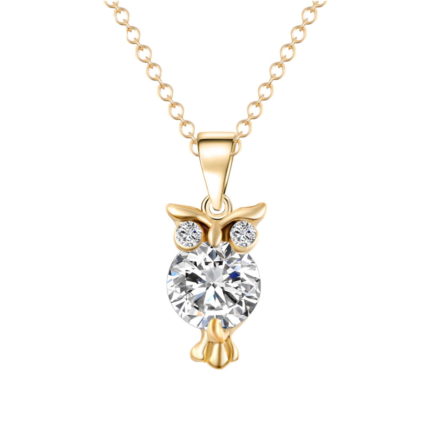 Valentine Gift Hooting Nocturnal Owl Pendant with Crystals