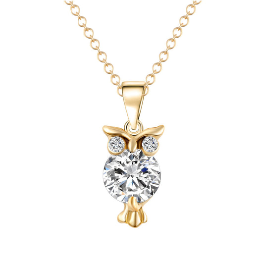 Valentine Gift Hooting Nocturnal Owl Pendant with Crystals