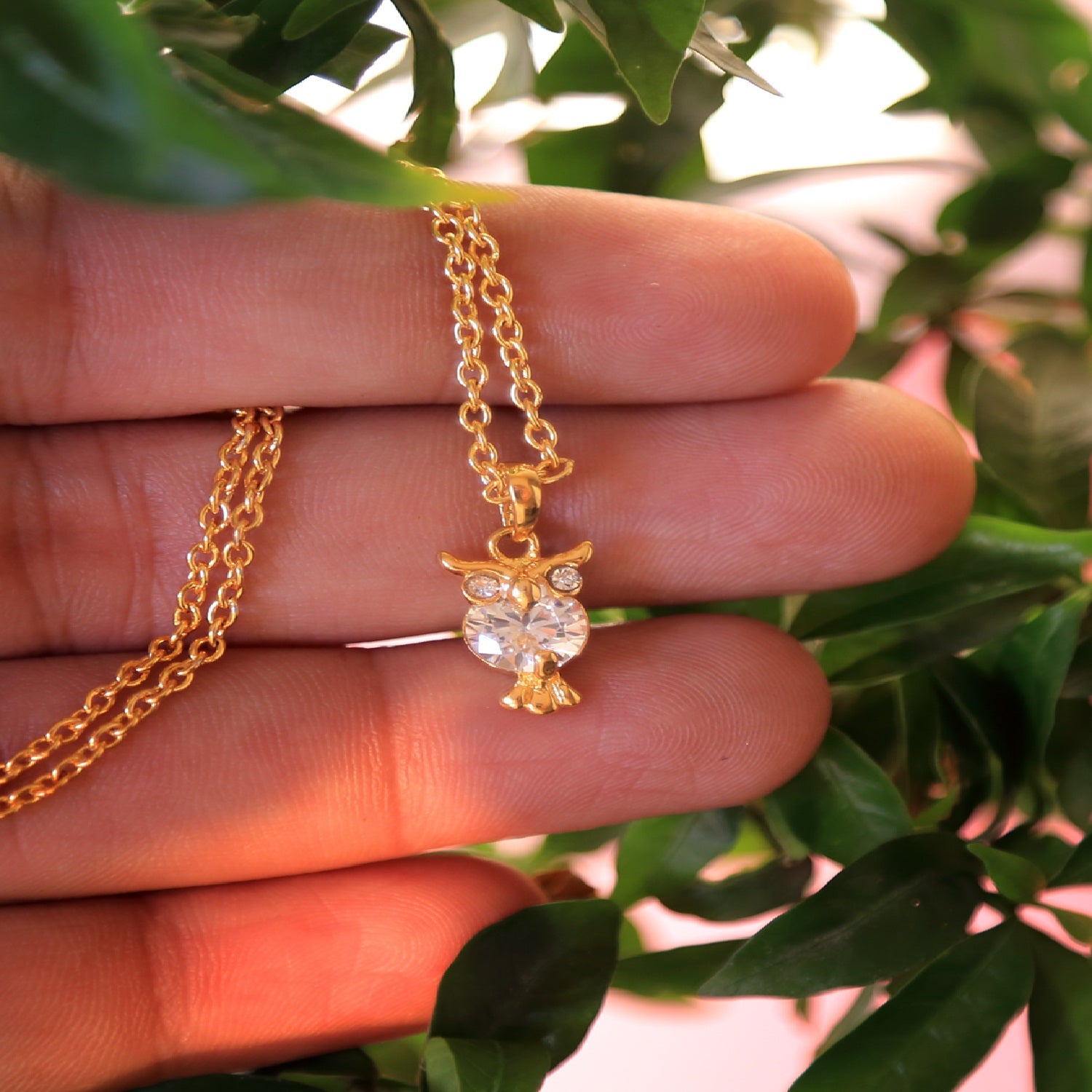 Valentine Gift Hooting Nocturnal Owl Pendant with Crystals