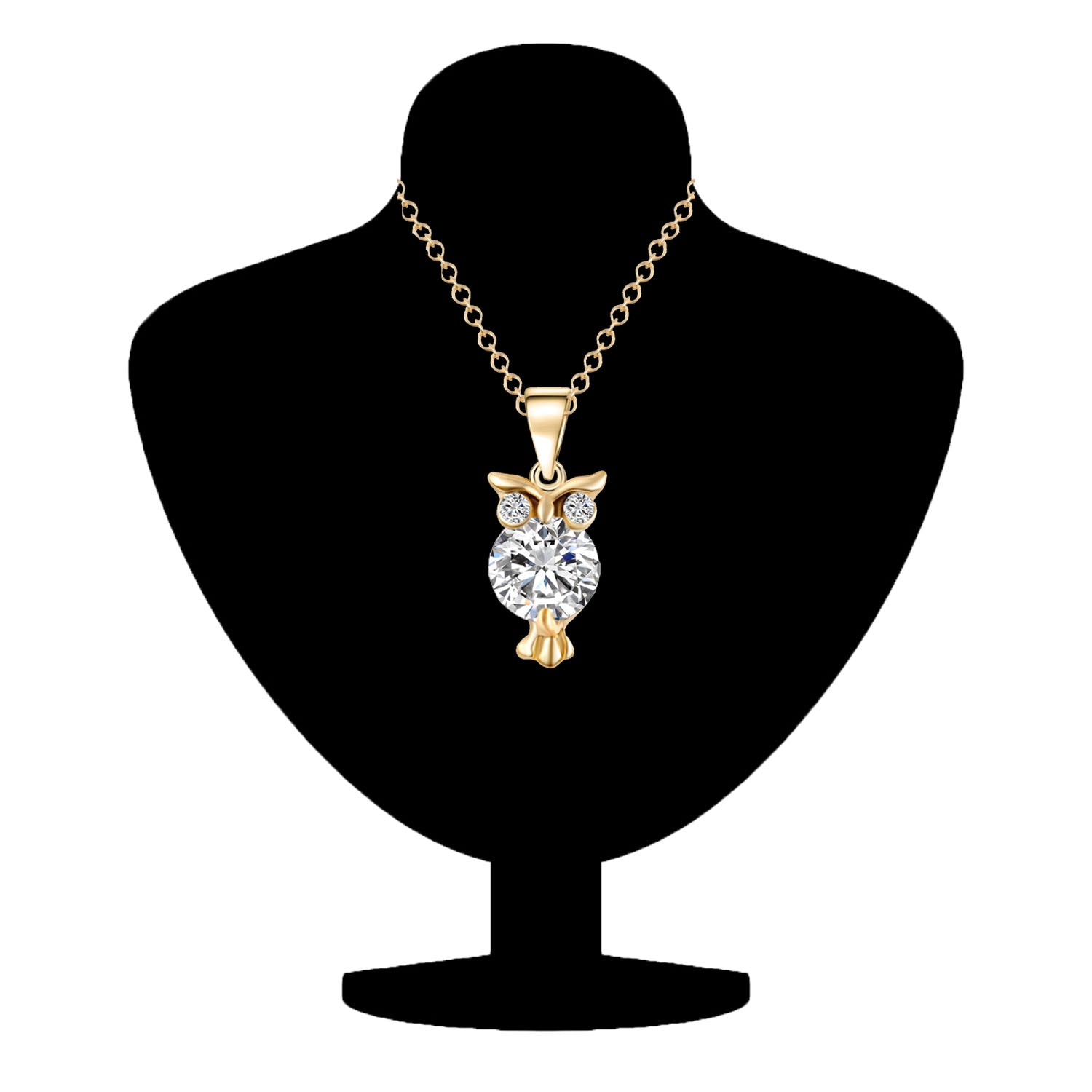 Valentine Gift Hooting Nocturnal Owl Pendant with Crystals