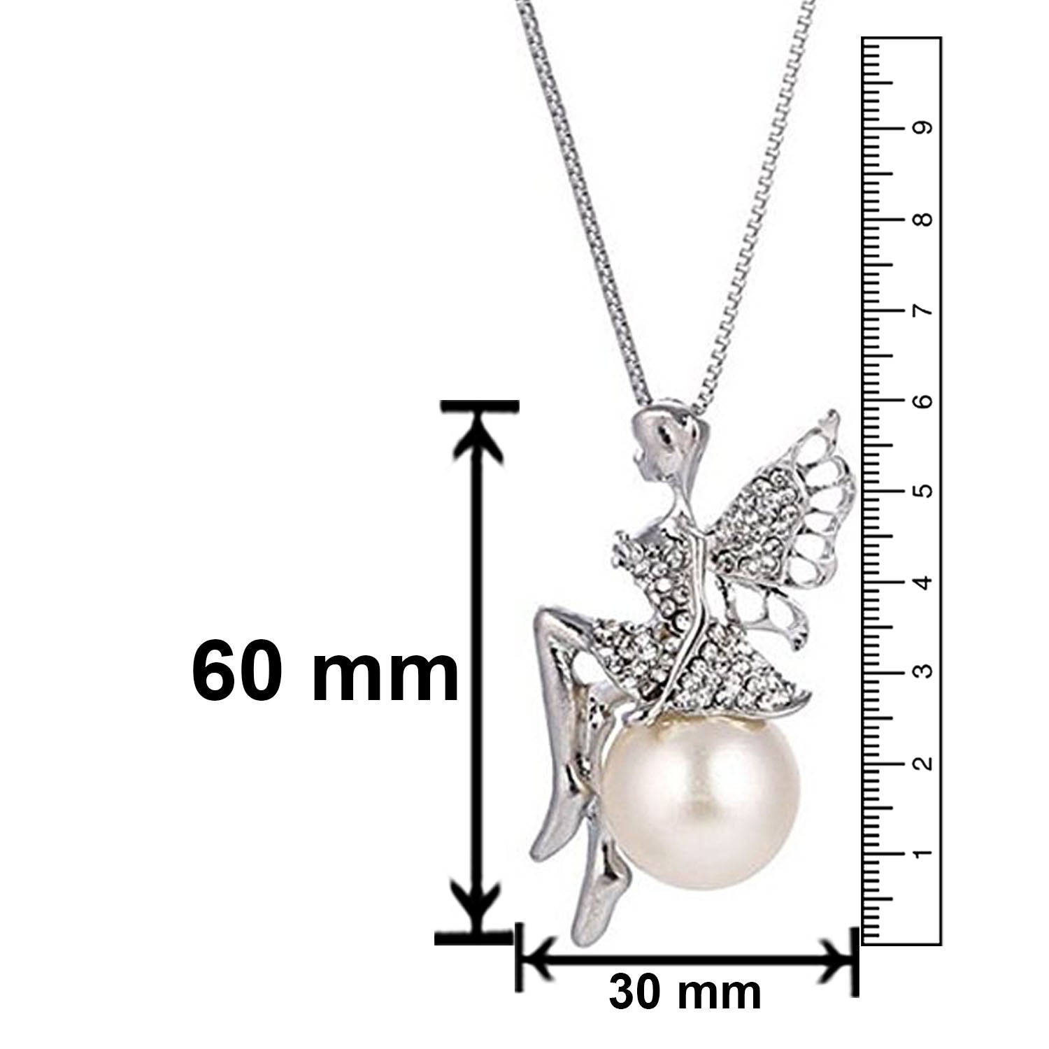 Valentine Gift Fashion Long Chain Angel Wings Pendent with Artificial Pearl
