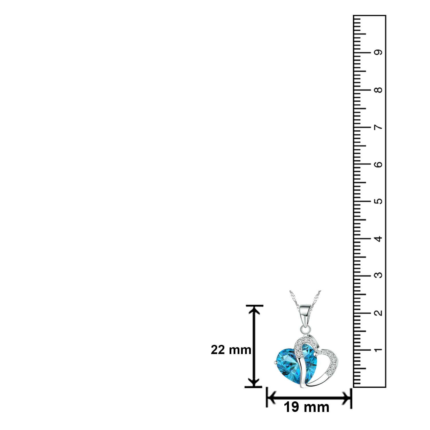 Valentine Gift Heart Shape Pendant with Aqua Blue Crystals