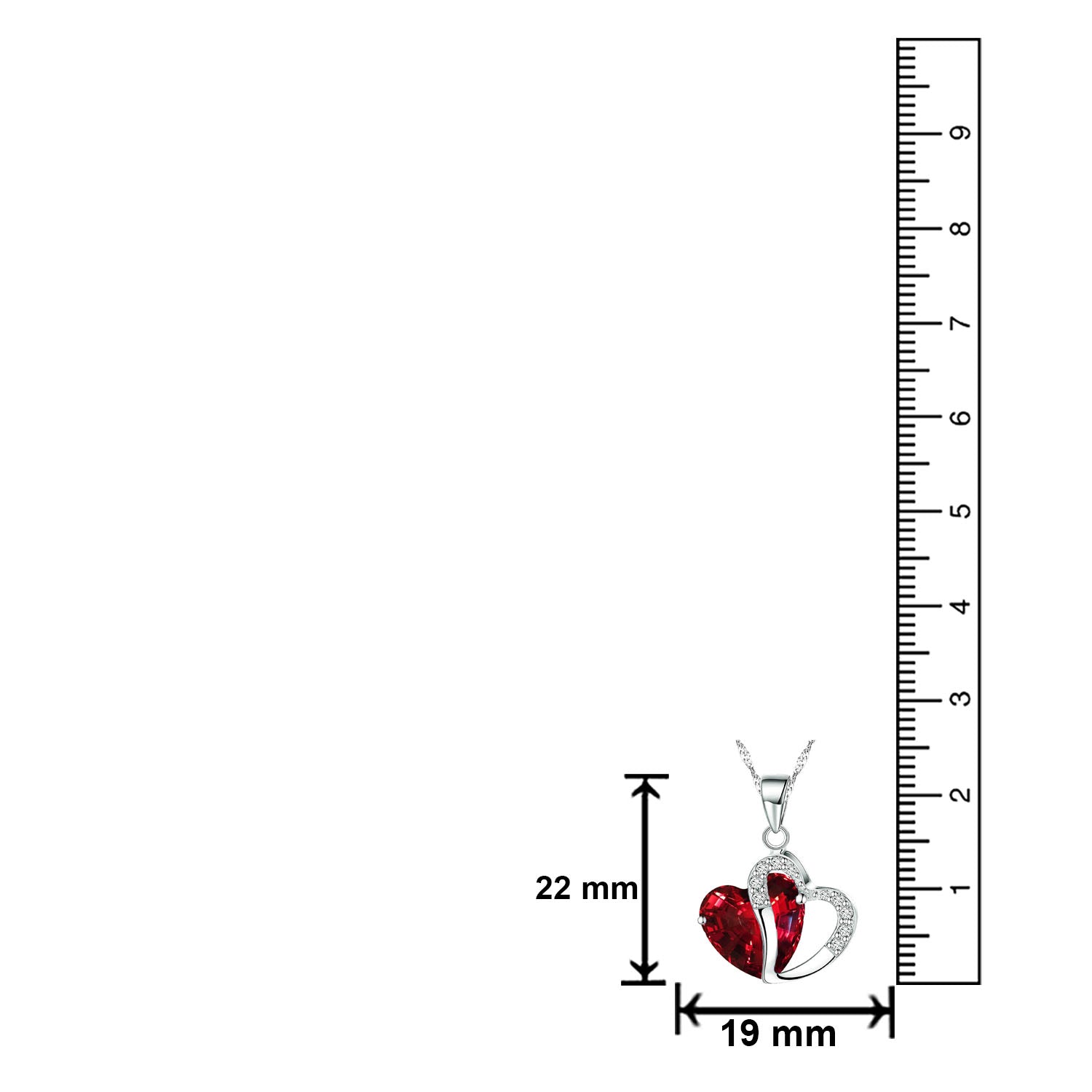 Valentine Gift Heart Shape Pendant with Red Crystals