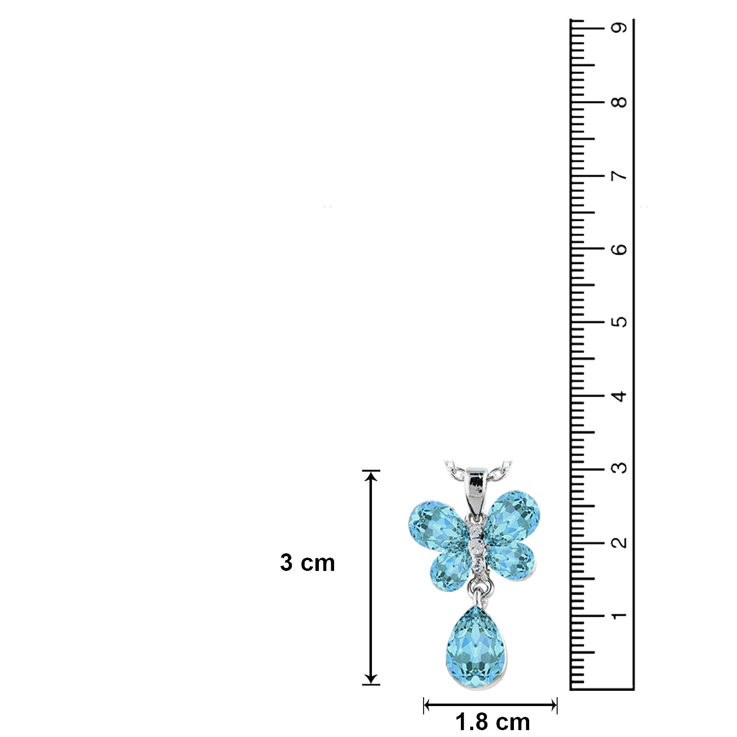 Valentine Gift Carefree Butterfly Pendant with Aqua Blue Crystals
