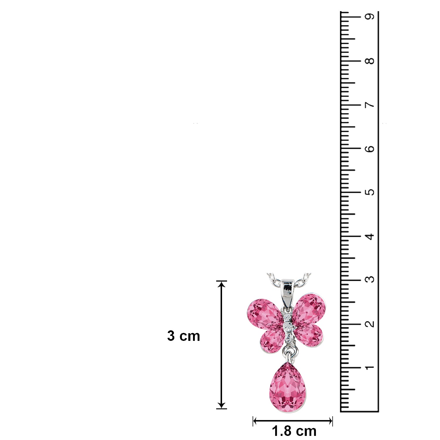 Valentine Gift Carefree Butterfly Pendant with Pink Crystals