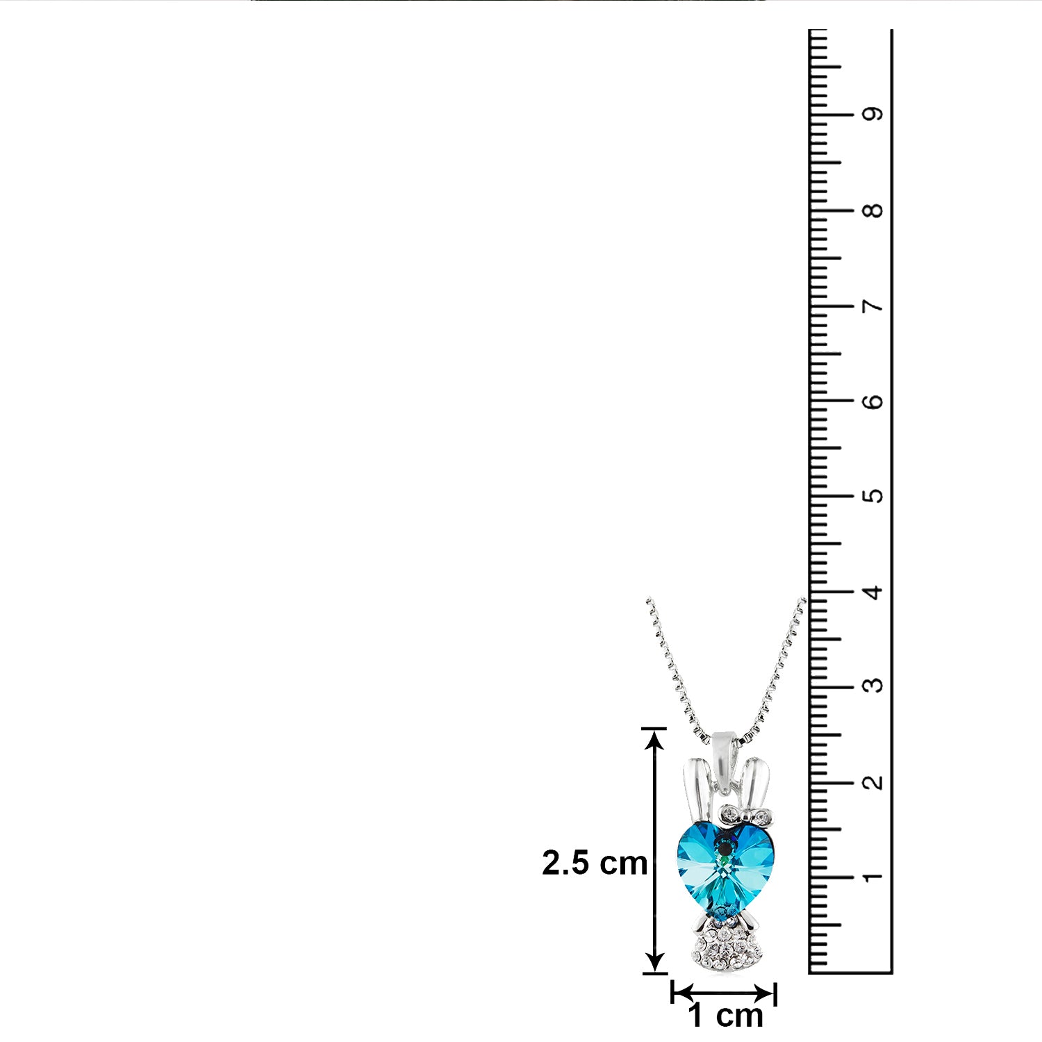 Valentine Gift Heart Pendant with Aqua Blue Crystal