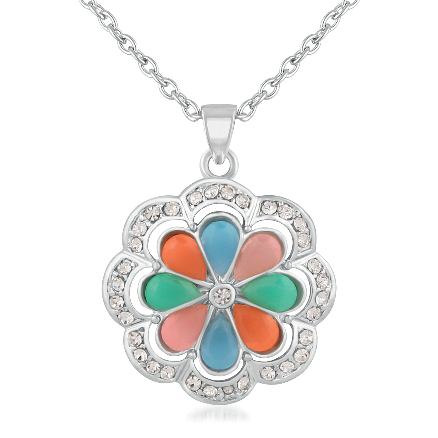 Floral Multicolour Crystal Pendant