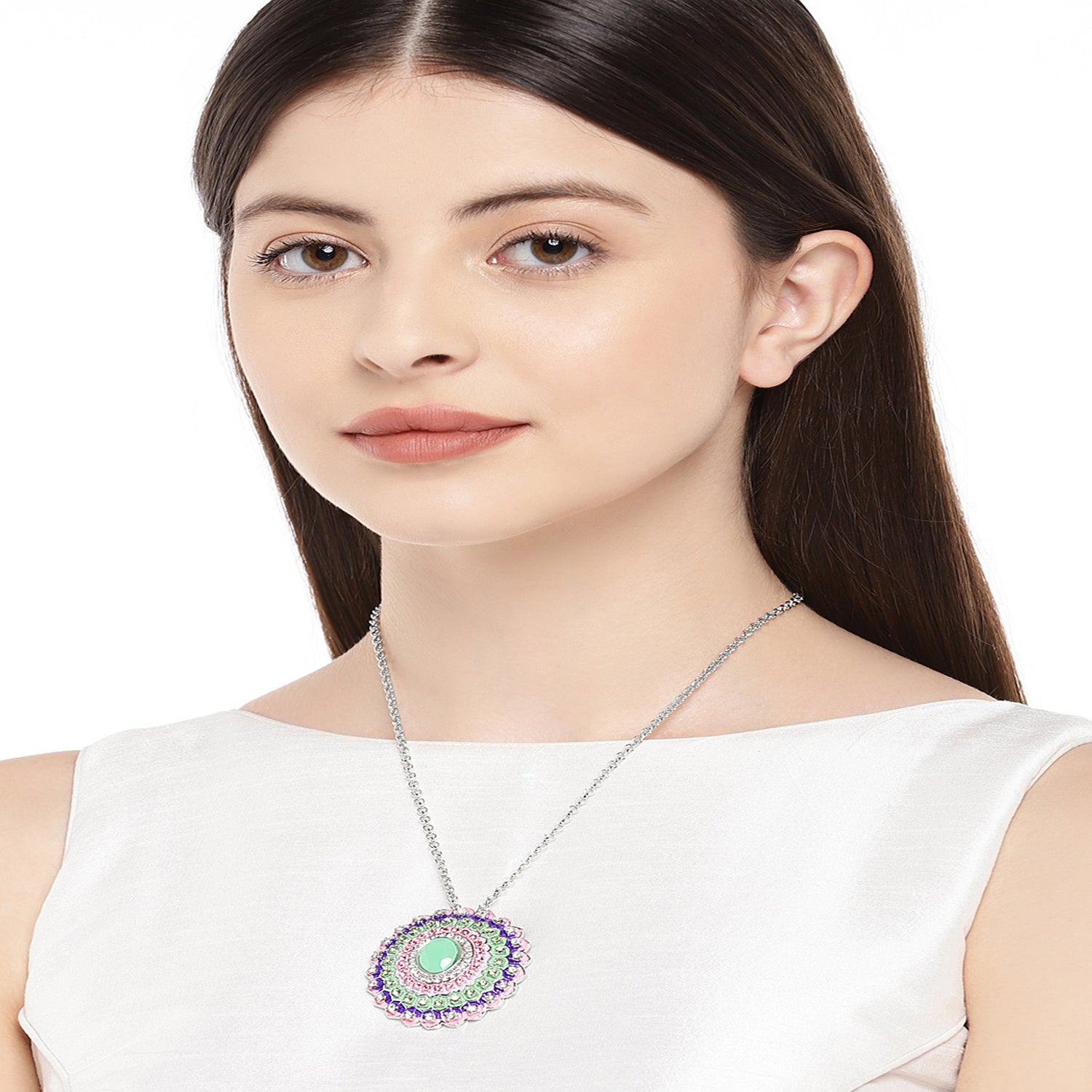 Multicolour Meenakari Crystal Pendant