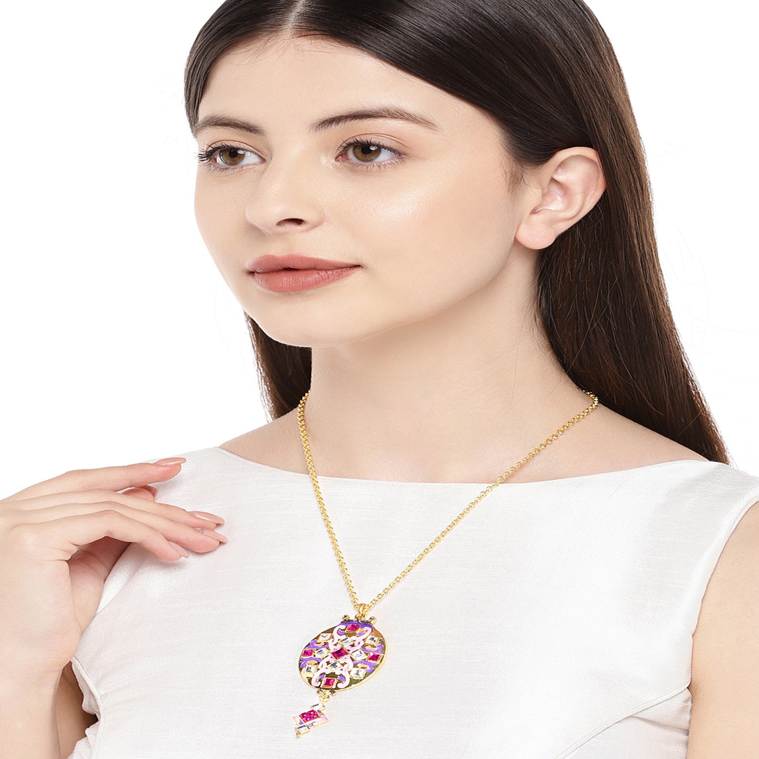 Glamorous Multicolour Meenakari Crystal Pendant