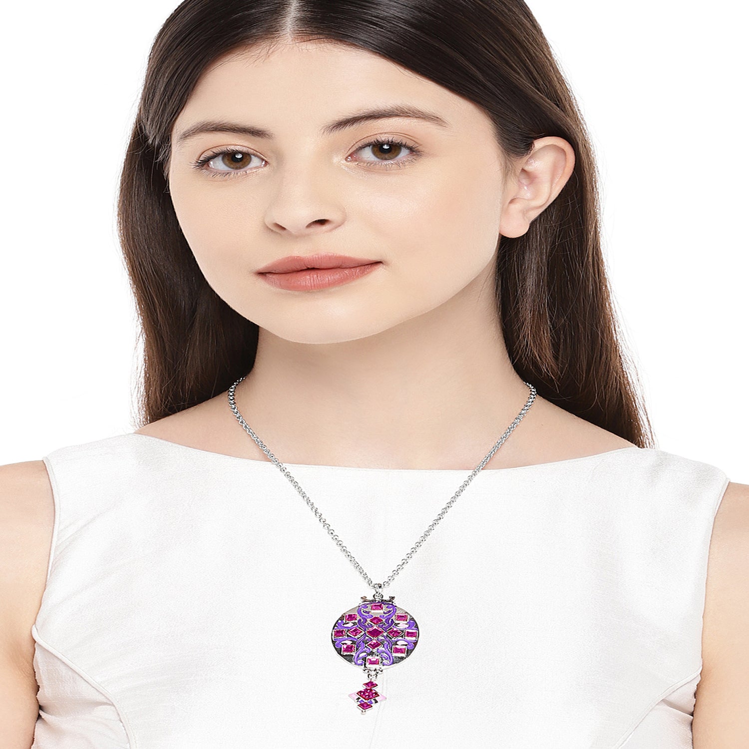 Glamorous Multicolour Meenakari Crystal Pendant
