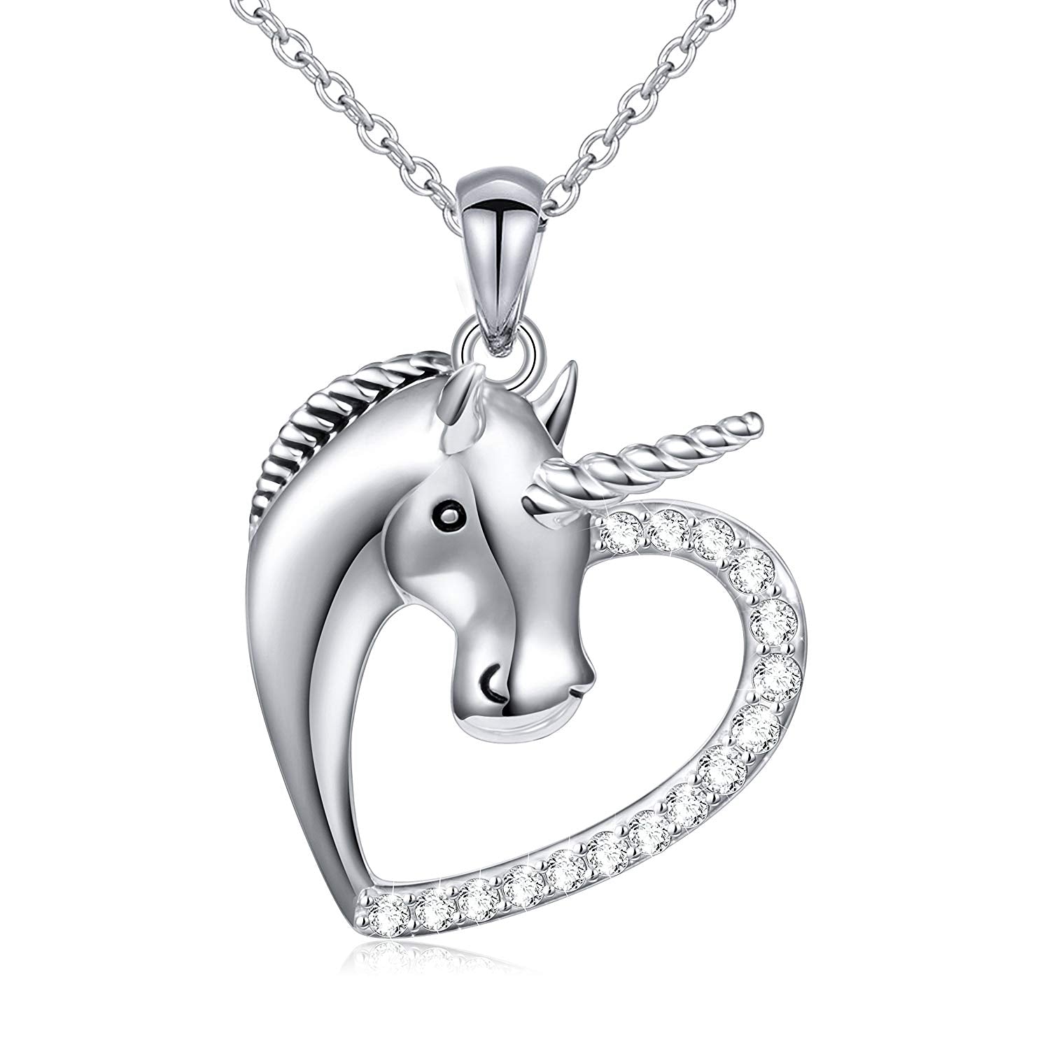 Heart Love Innocent Unicorn CZ Pendant