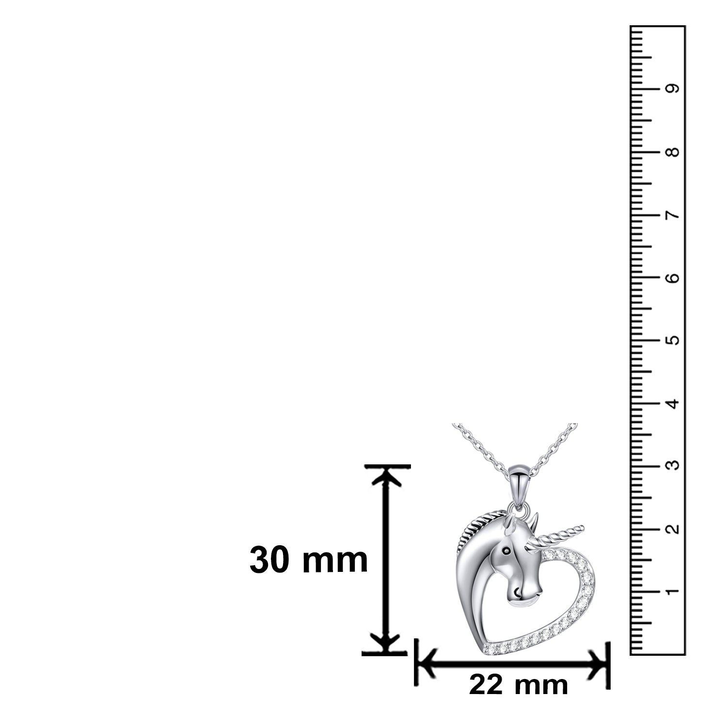 Heart Love Innocent Unicorn CZ Pendant