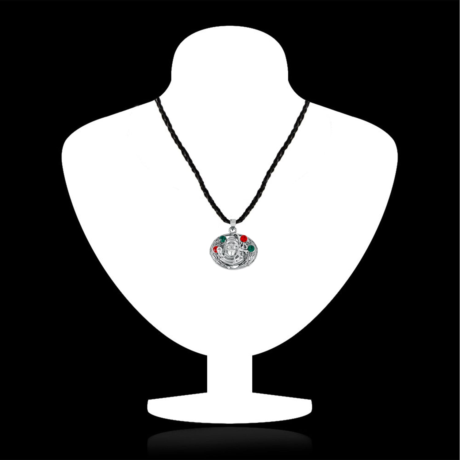 Oxidised Silver Spiritual Lord Shiva Crystal Pendant