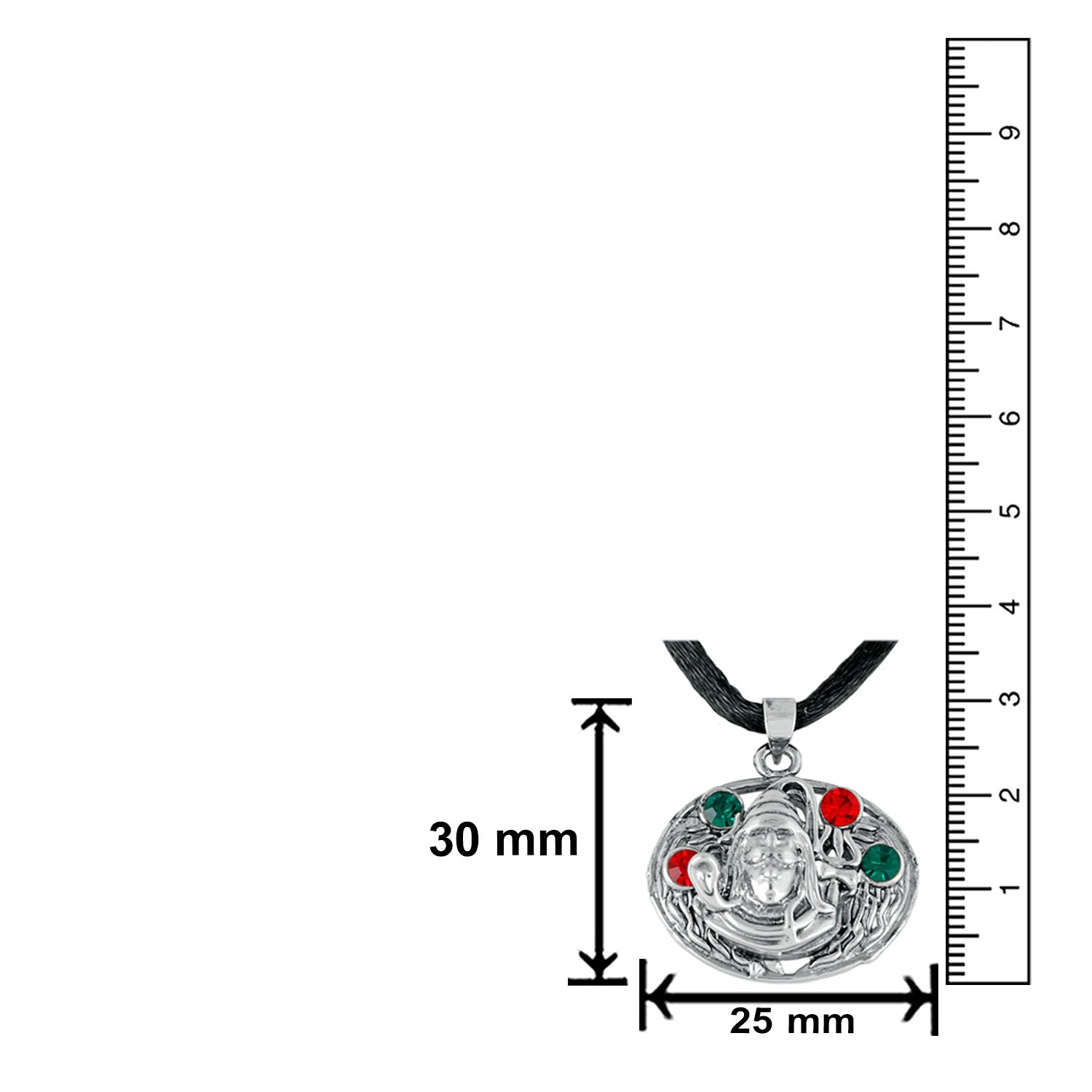 Oxidised Silver Spiritual Lord Shiva Crystal Pendant