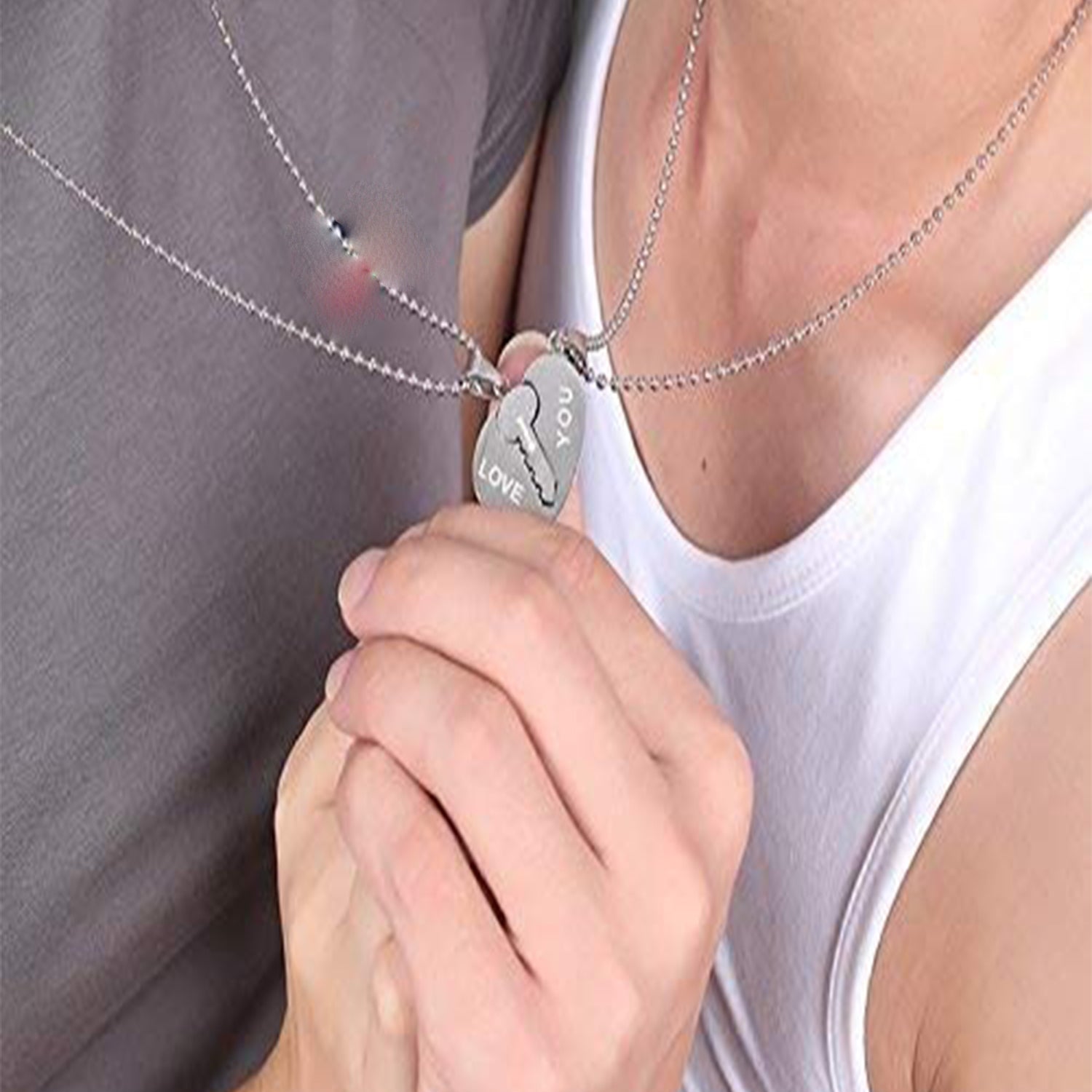 Eternal Love Heart and Key Couple Pendant