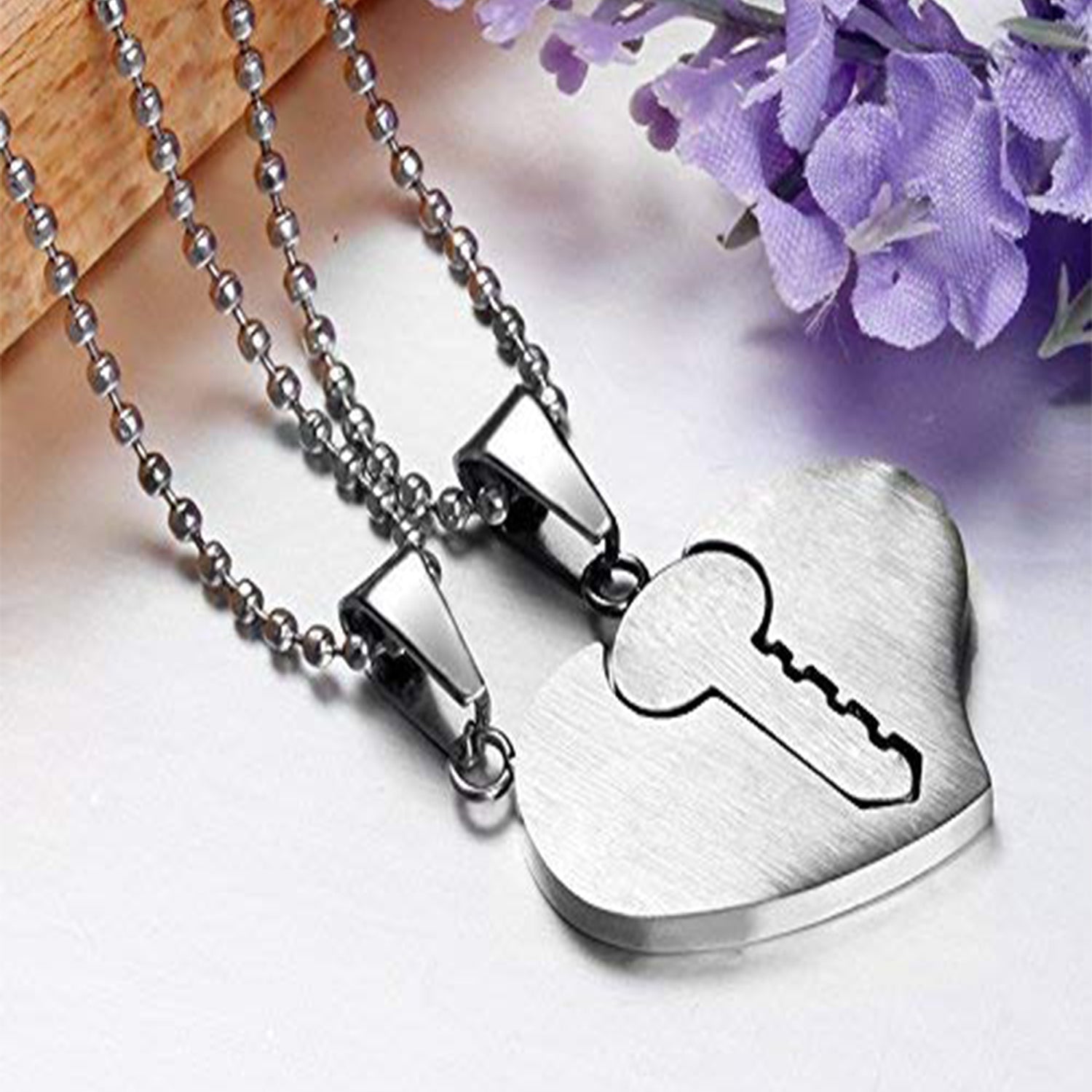 Eternal Love Heart and Key Couple Pendant