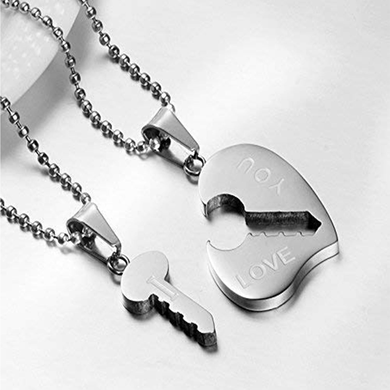 Eternal Love Heart and Key Couple Pendant