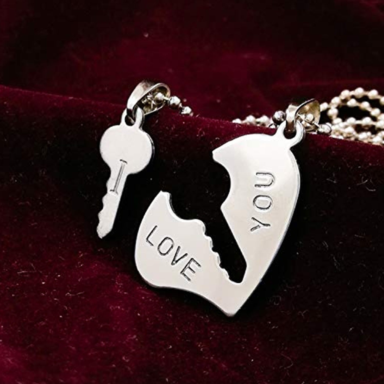Eternal Love Heart and Key Couple Pendant